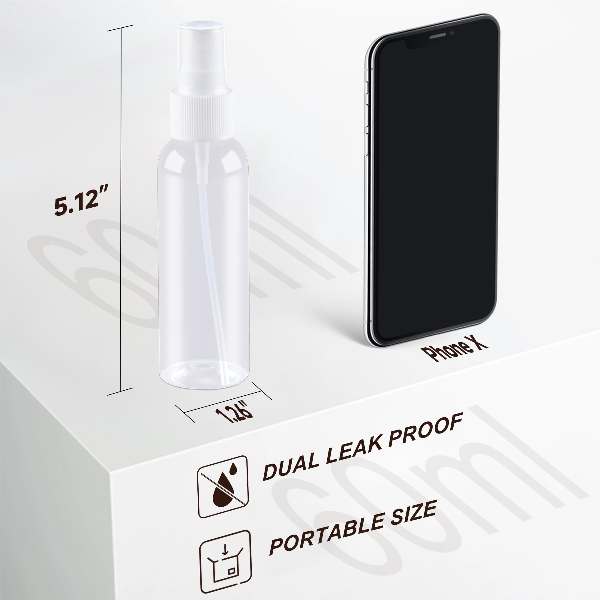 Zejia Small Spray Bottle 2Oz, Plastic Travel Spray Bottle, Refillable Mini Spray Bottle For Face, Liquids, Perfume, With Labels