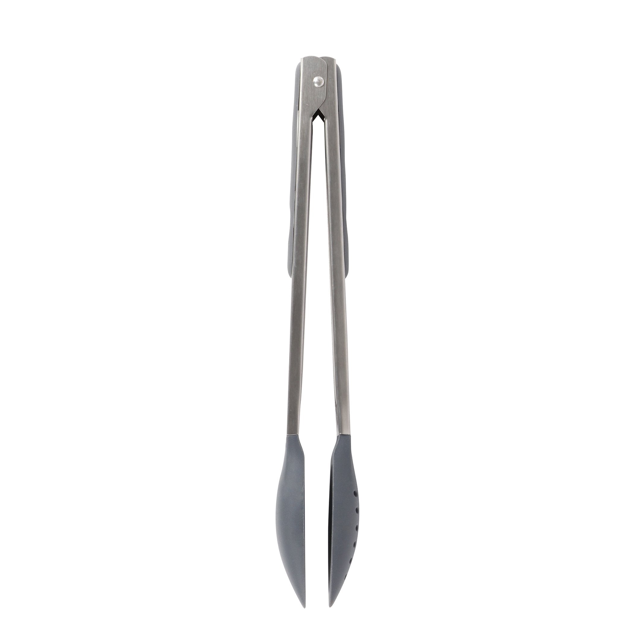 Dexas Spoon & Strain Tongs With Gravity Open & Close Operation, 12'', Gray