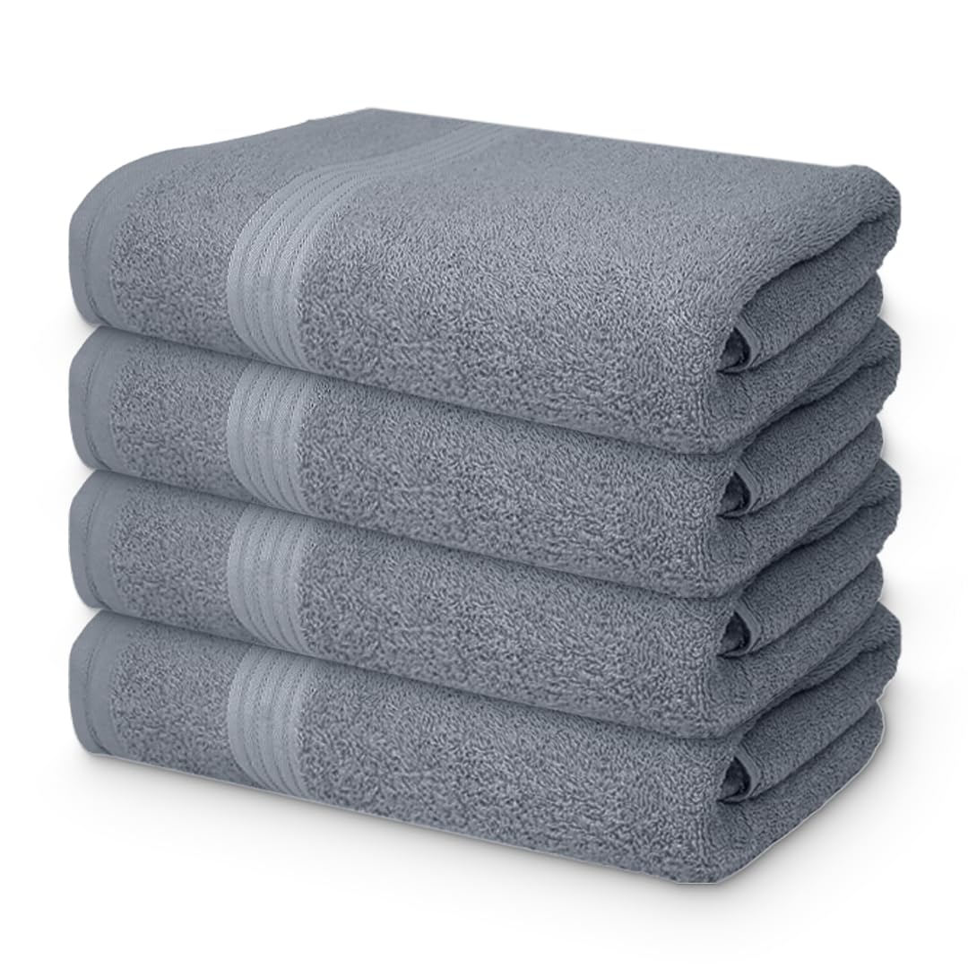 Textila 100% Cotton Extra Large Bath Towels - 30X60 (4-Pack, Gray) - Highly Absorbent, Super Soft, And Luxurious For Bathroom, P