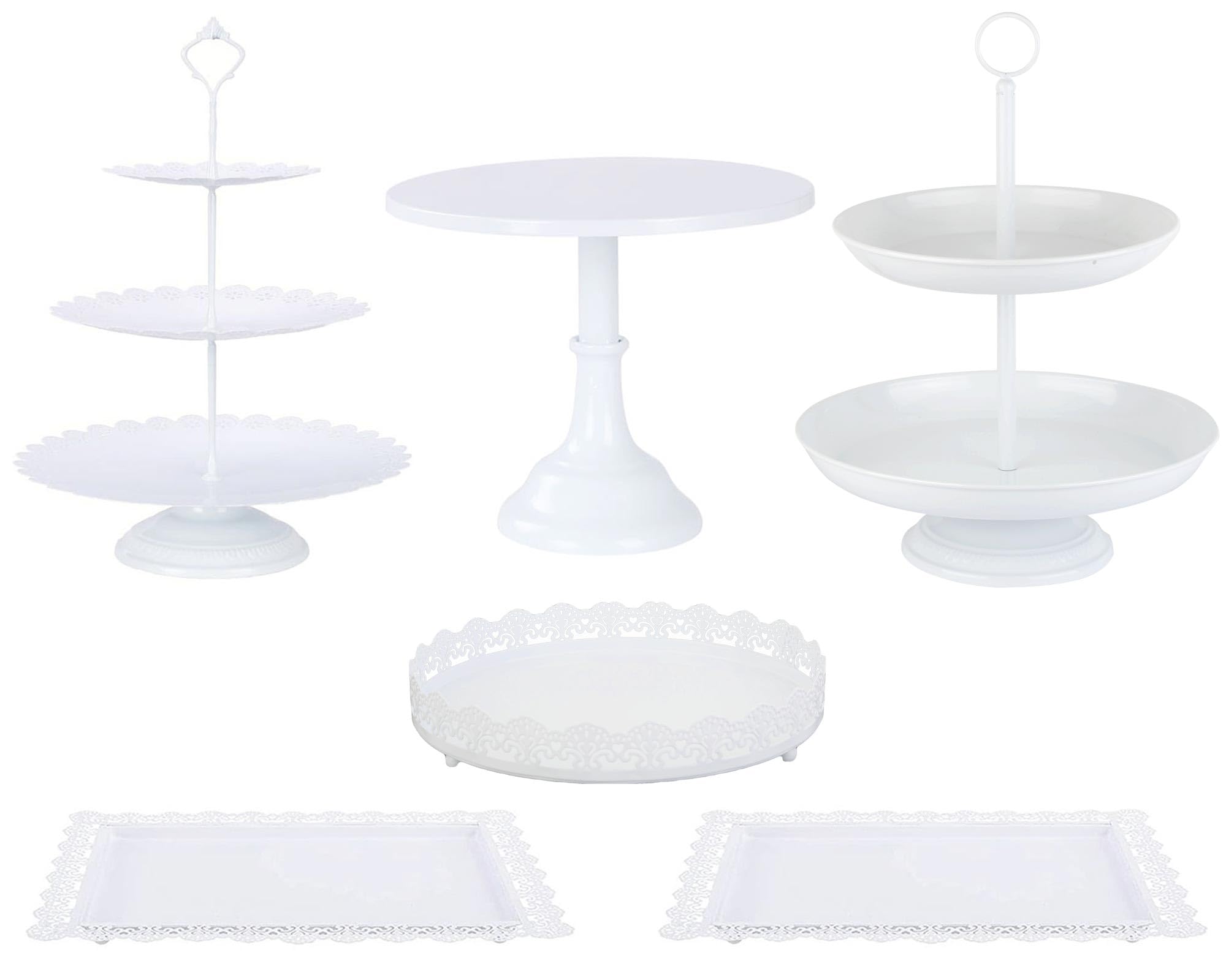 6 Pcs Metal Cake Stand Sets For Dessert Table, Cake Pop Stand Set & Dessert Table Trays & Tiered Cupcake Holder Perfect Display