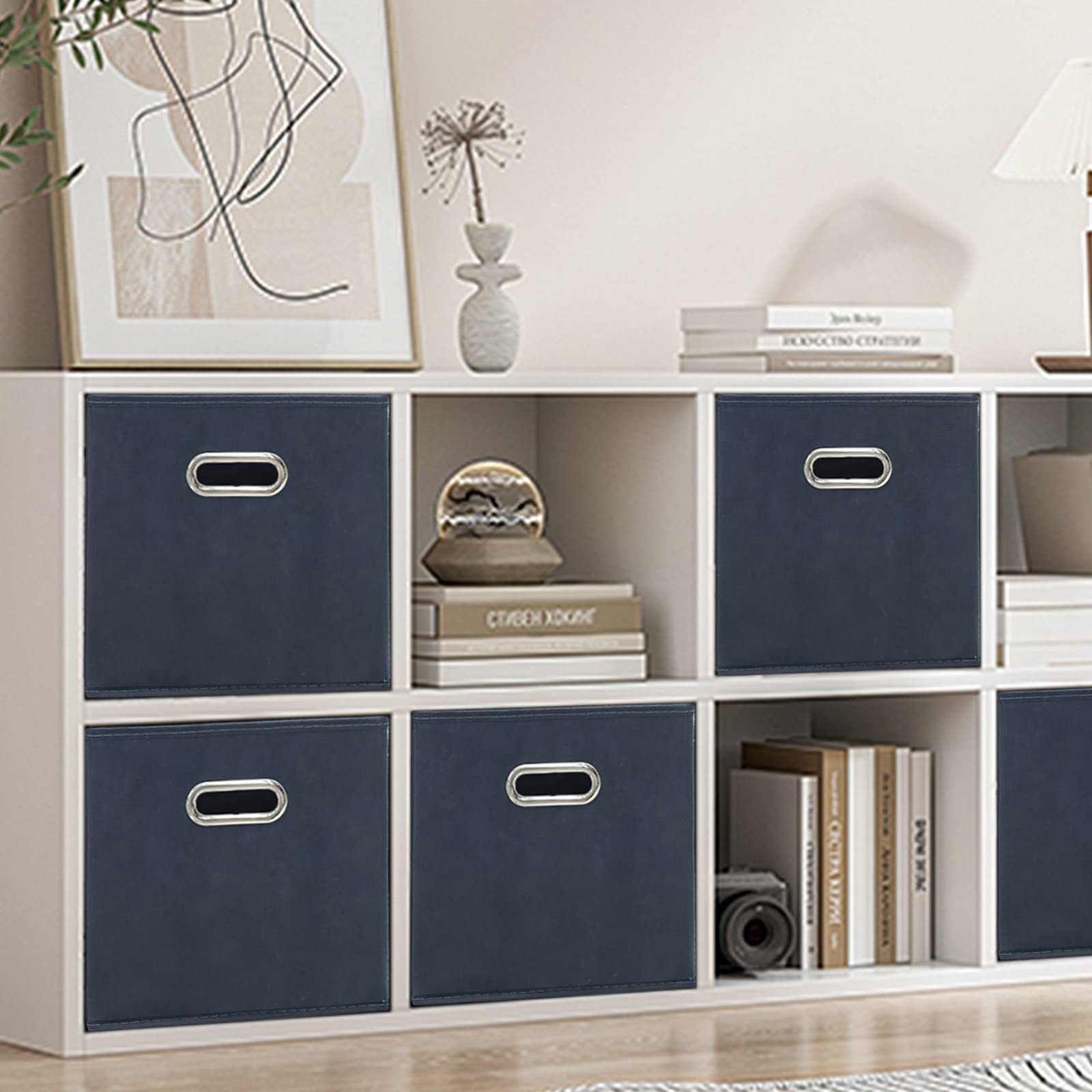 Sevendome Fabric Storage Bins,13 Inch Cube Organizer Bins,Fabric Organizer Bins Foldable Storage Bins Basket With Dual Handles A