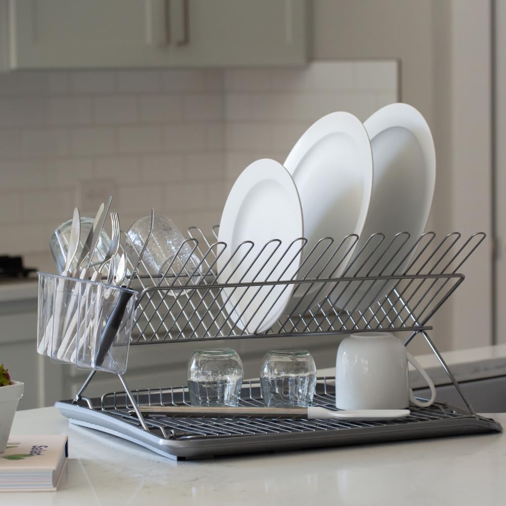 Better Houseware Drain Boards For Kitchen Counter Metallic Silver Dish Drainer Mat Shields Countertops From Water Damage 19.5 X