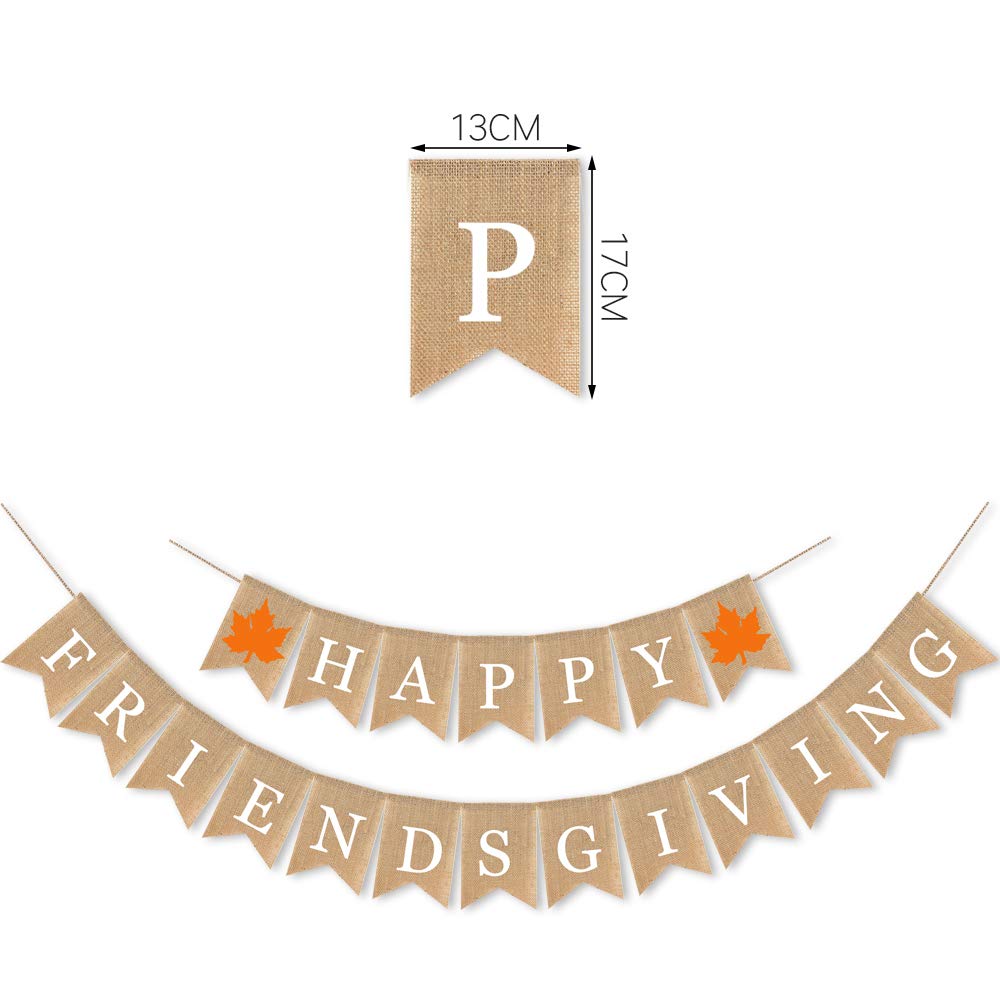 7-Gost Burlap Happy Friendsgiving Banner Fall Autumn Friend Party Garland Supplies