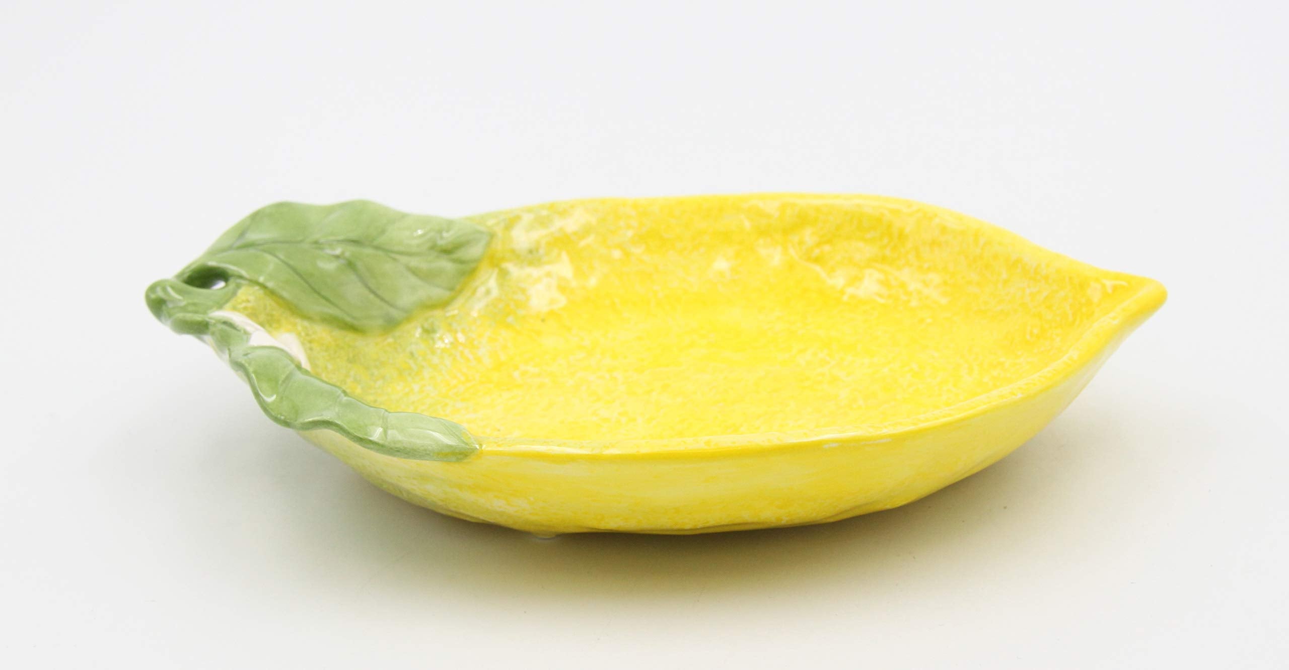 Cosmos Gifts Fine Ceramic Lemon Hill Lemon With White Lemon Flower Design Candy Dish Set Of 2 (2 Pcs Set), 6-7/8''