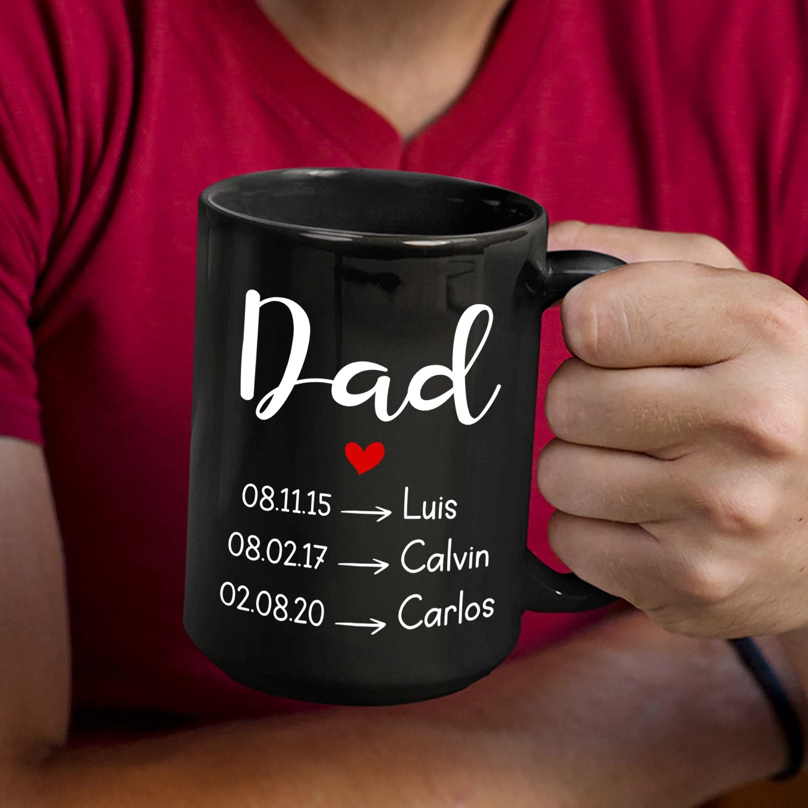 Dad And Kids Coffee Mug, Custom Dad Mug With Date & Names, Gifts Ideas for Papa, Dad, Daddy, Personalized Gifts for New Father,