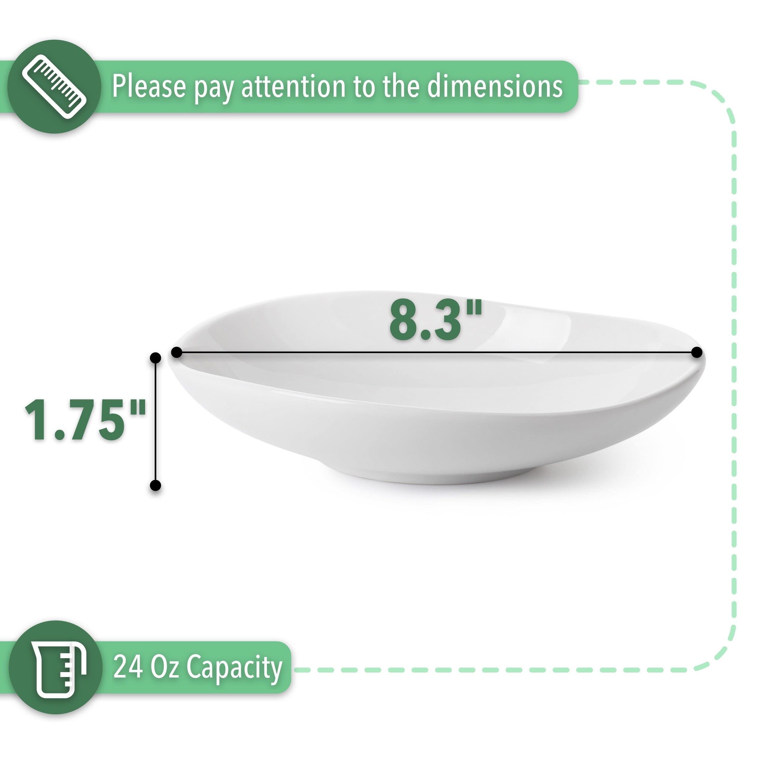 Btat- Porcelain Serving Bowls, Triangular, 24 Oz, Set Of 4, Pasta Bowls, Large Serving Bowls, White Serving Bowls, Serving Bowls