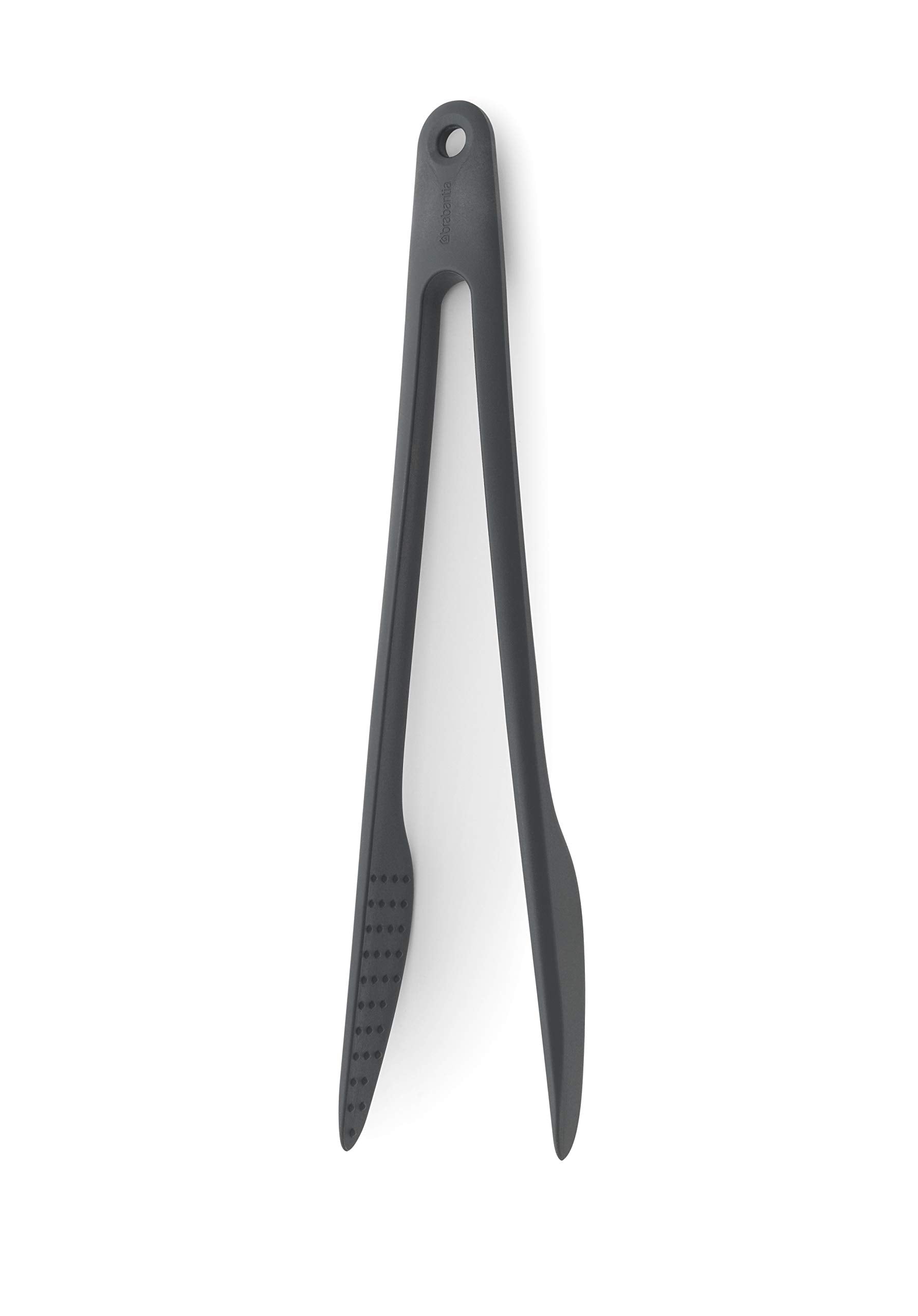 Brabantia Tasty+ Precision Tongs (Granite Gray) Non-Stick, Heat-Resistant, Dishwasher-Safe Nylon Serving, Grilling Cooking Tongs