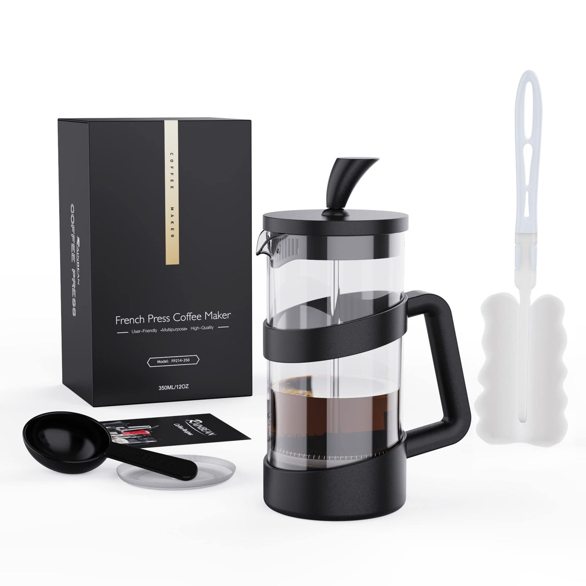 Rainbean Mini French Press Coffee Maker 12 Oz, Heat Cold Coffee Brewer Camping Coffee Press Pot, Small French Press And Coffee P