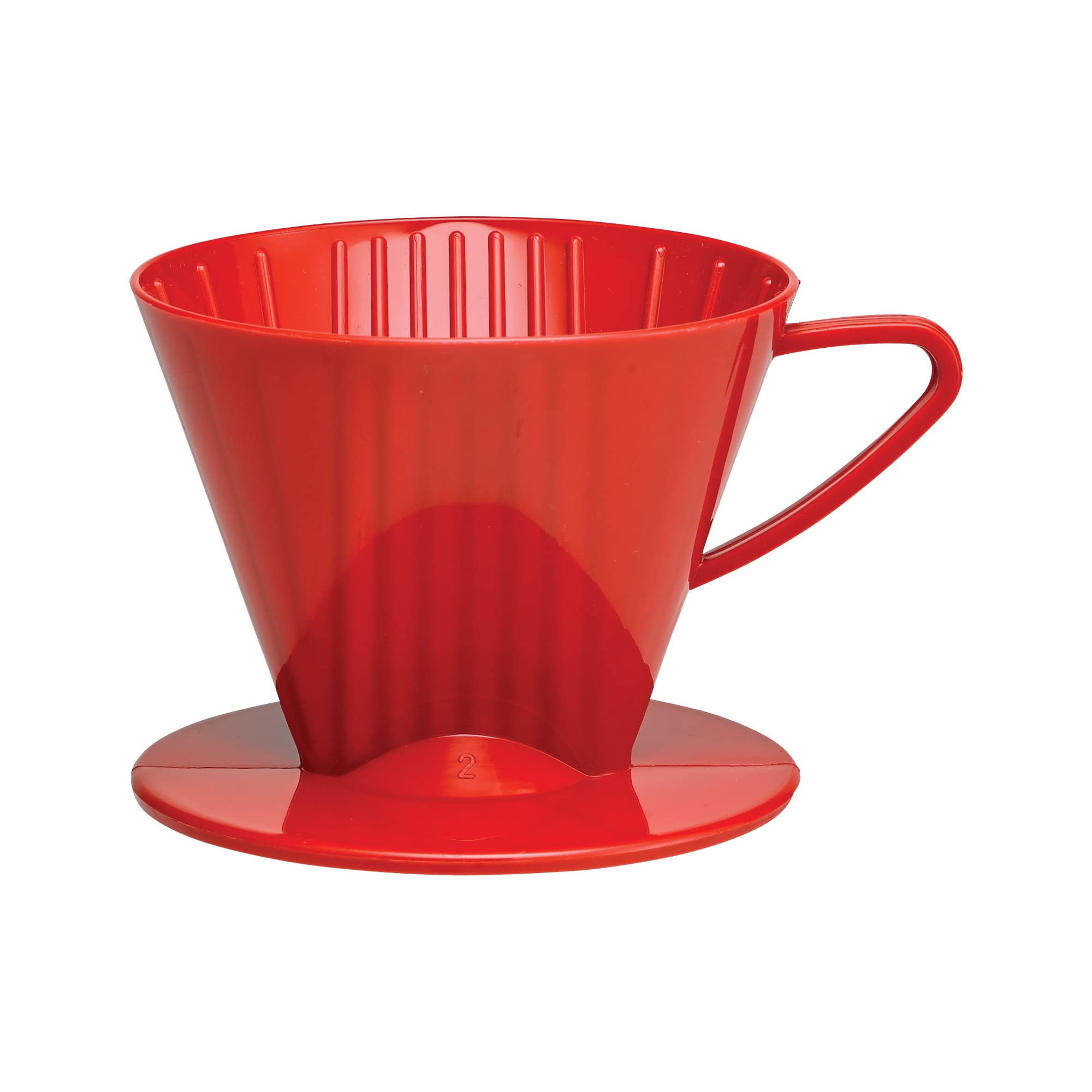 Fino PourOver Coffee Brewing Filter Cone, Number 2Size, Red, Brews 2 to 6Cups