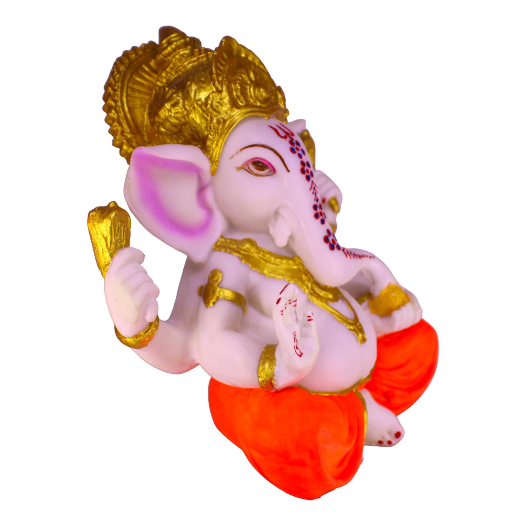 Kd Hub Lord Ganesh Idol For Home Decor & Office - Ashirwad Ganesh Murti - (22.5 Cm) (Orange)(Medium Size)