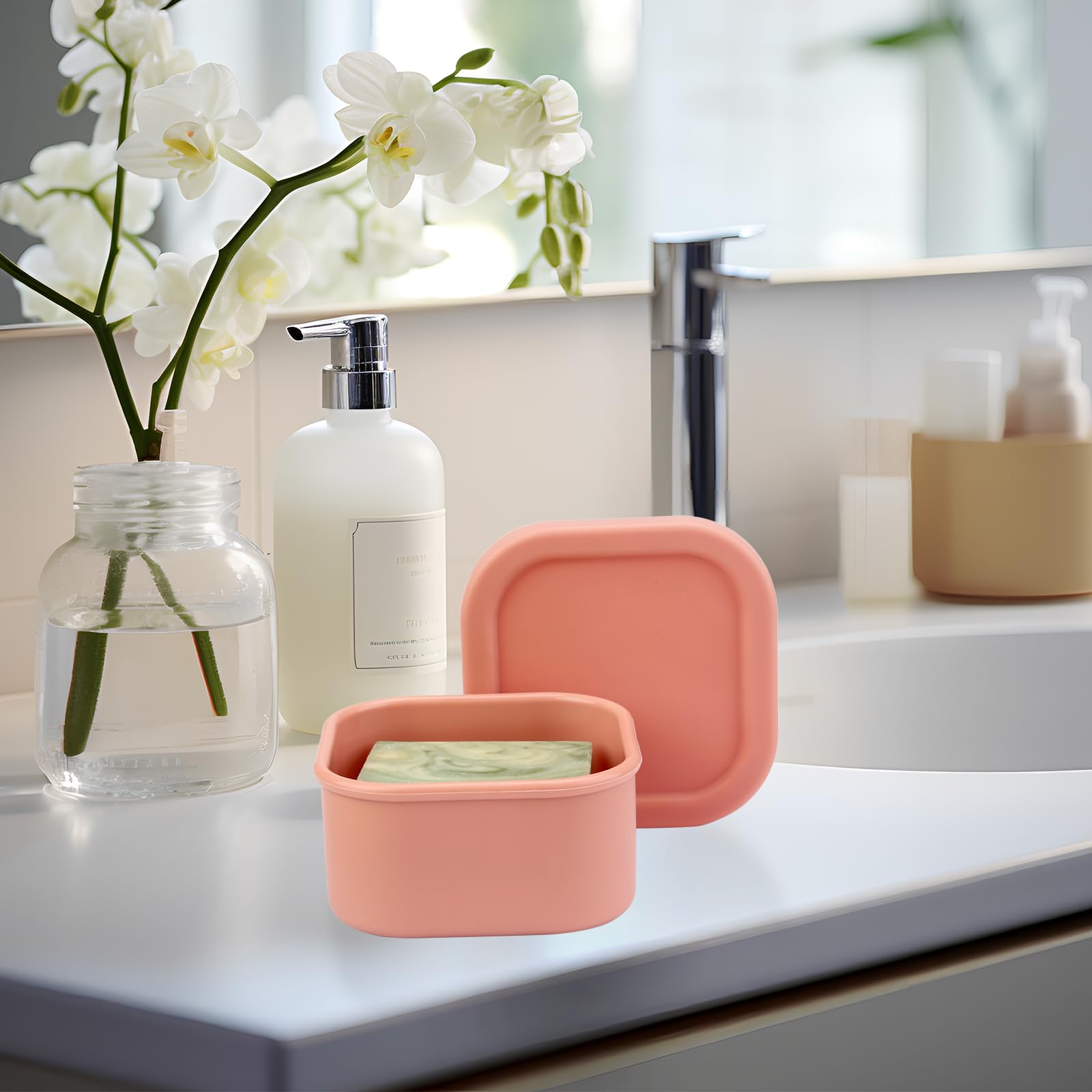 Square Soap Container, Soap Travel Case, Silicone Bar Soap Travel Case, Soap Case With Draining Layer, Portable Shampoo Bar Soap