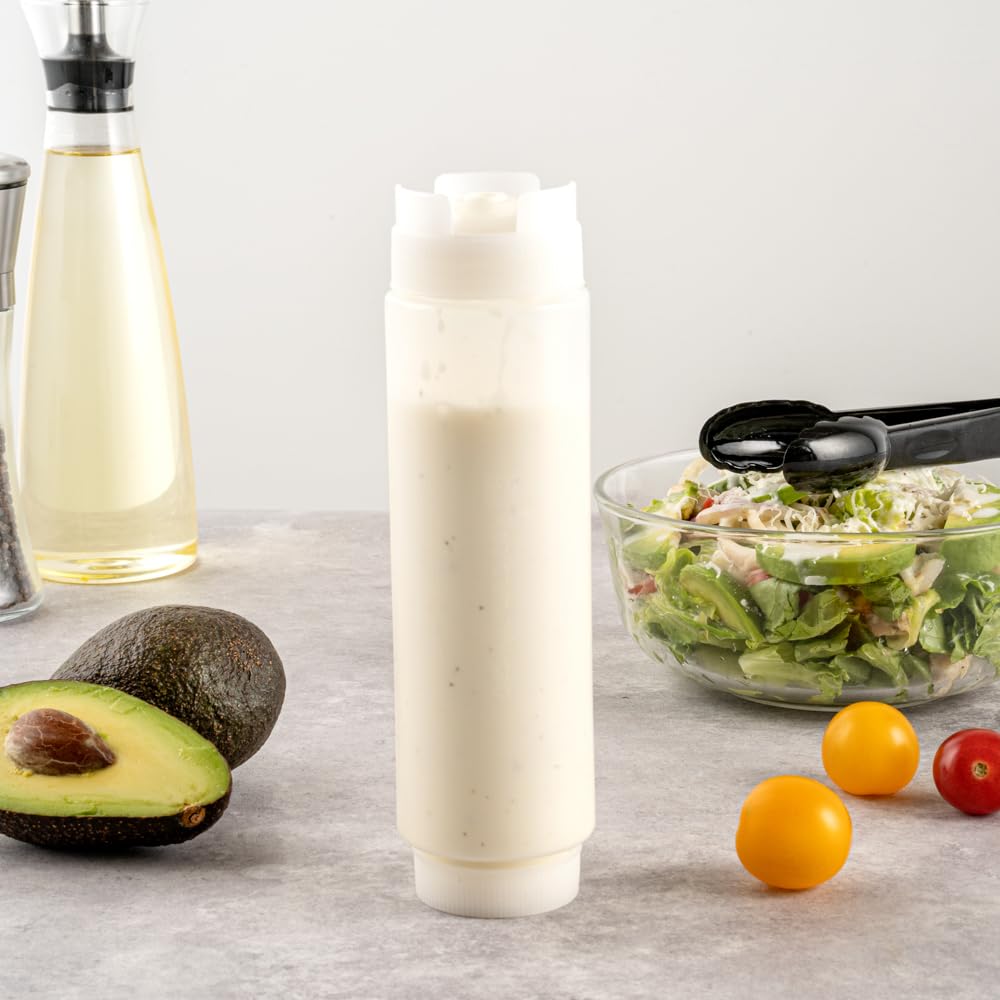 Restaurantware 16Oz. Fifo Inverted Plastic Squeeze Bottle With Refill And Dispensing Lids - First In First Out - Perfect For Res