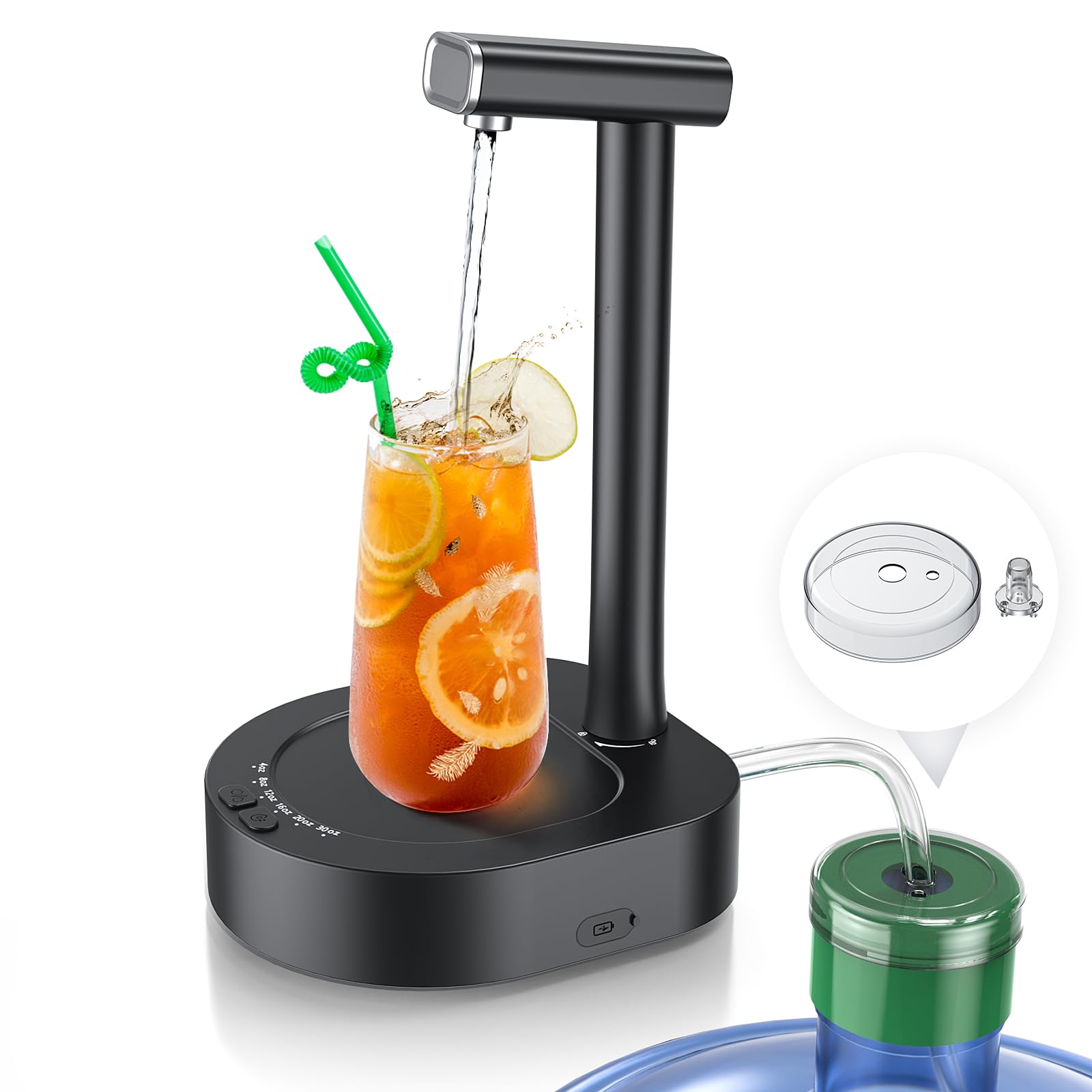 Water Dispenser - Desk Water Dispenser For 5 Gallon Bottle, Low Decibel Bedside Water Dispenser, Intelligent 7 Levels Ounce Port