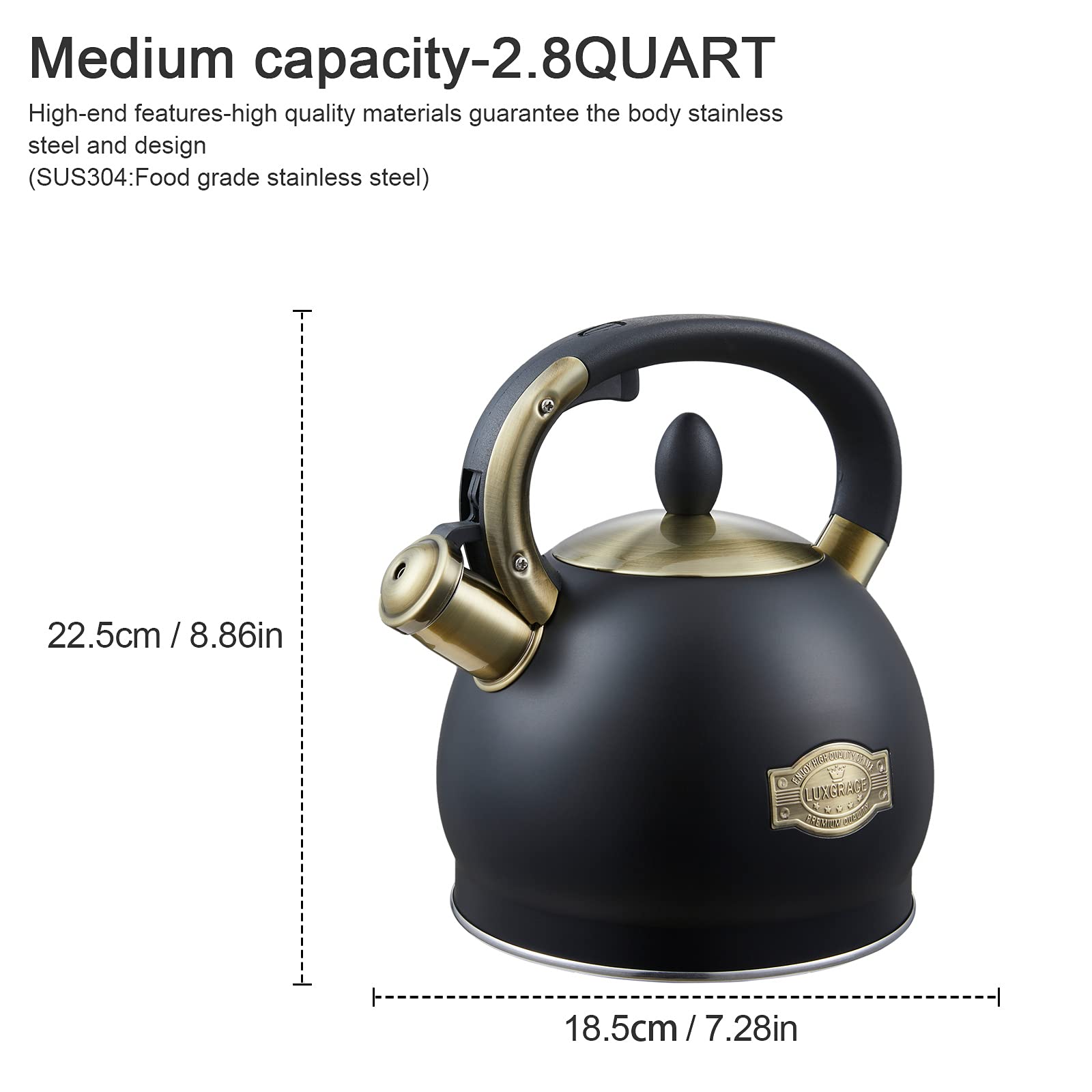 Tea Kettle -2.8 Quart Tea Kettles Stovetop Whistling Teapot Stainless Steel Tea Pots For Stove Top Whistle Tea Pot