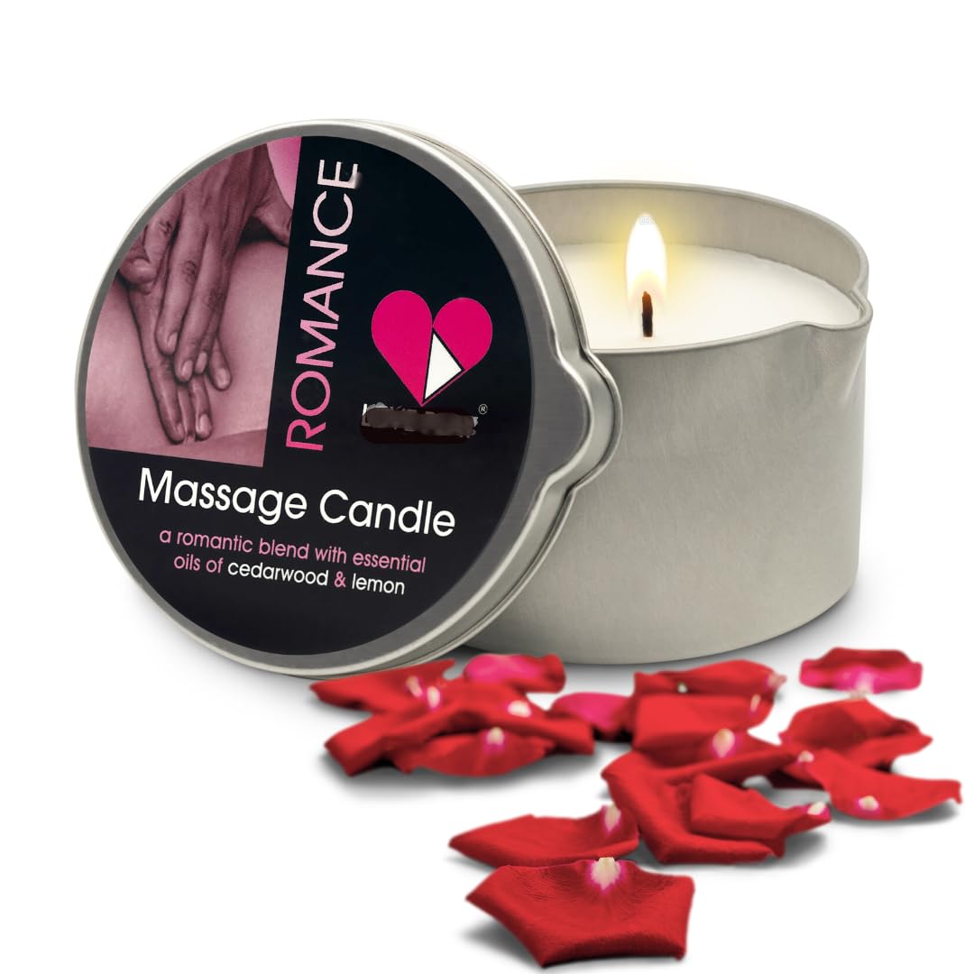 LOVE PLAY Romance Massage Candle - Moisturizing Body Oil Candle for Couples and Home Spa - Luxurious & Hydrating Skin Care Body