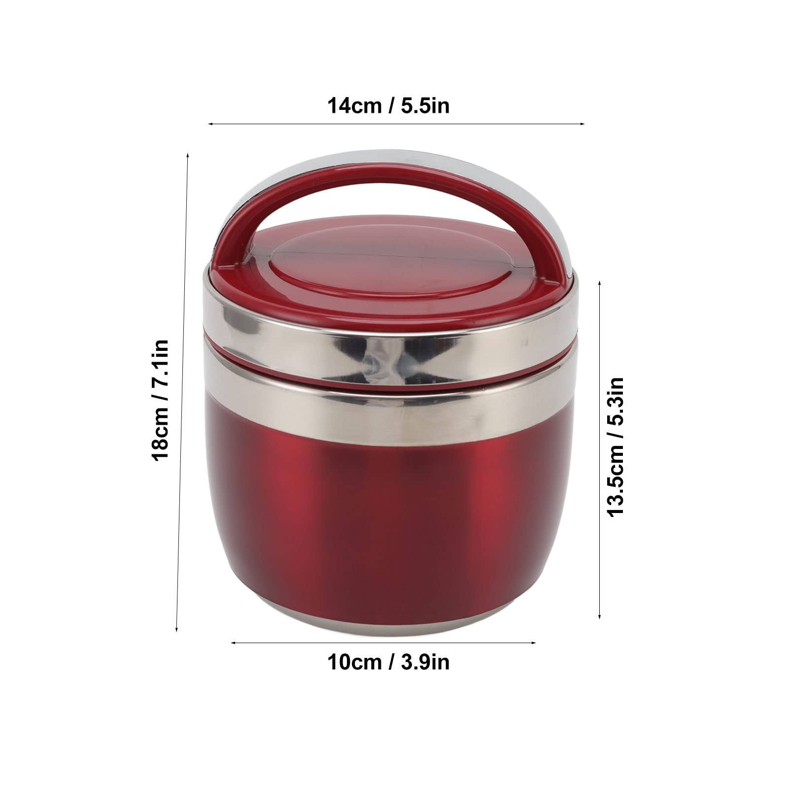 Hztyyier 1.5L 304 Stainless Steel, Insulated Food Jars Thermoses Insulated Food Container Vacuum Thermal Lunch Box Portable Bent