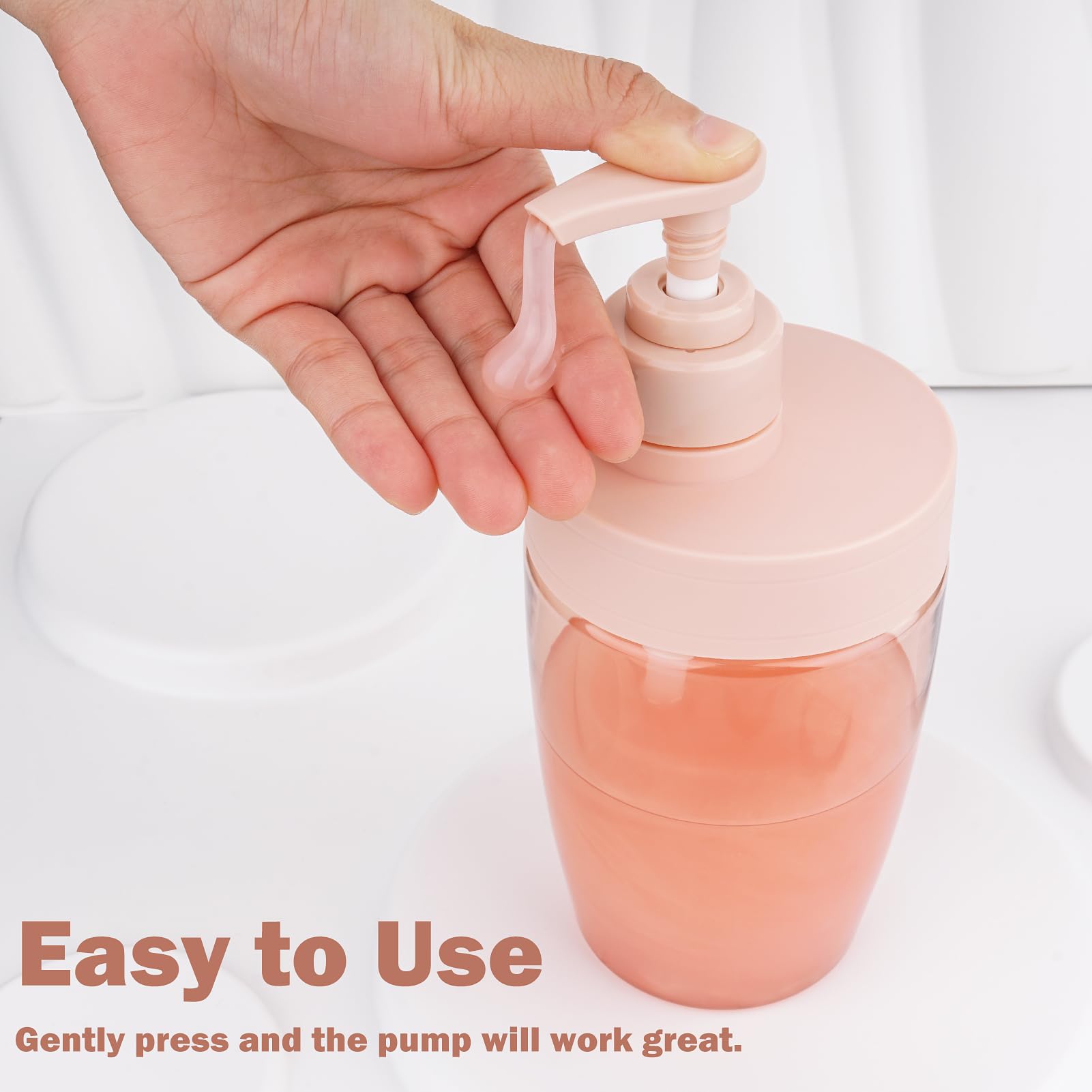 Kitchen Gims Soap Dispenser Empty Pump Bottles Dispenser 16Oz 2 Pack With Labels (Pink)
