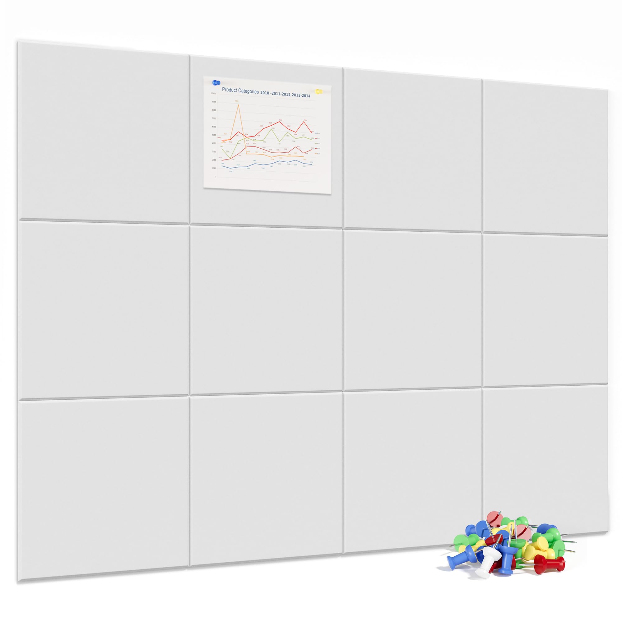 Neatsure Large Cork Board for Wall, 48 x 36 Bulletin Board with Pushpins, 12 Panels Felt Tiles Tack Push Pin Board for Office, W