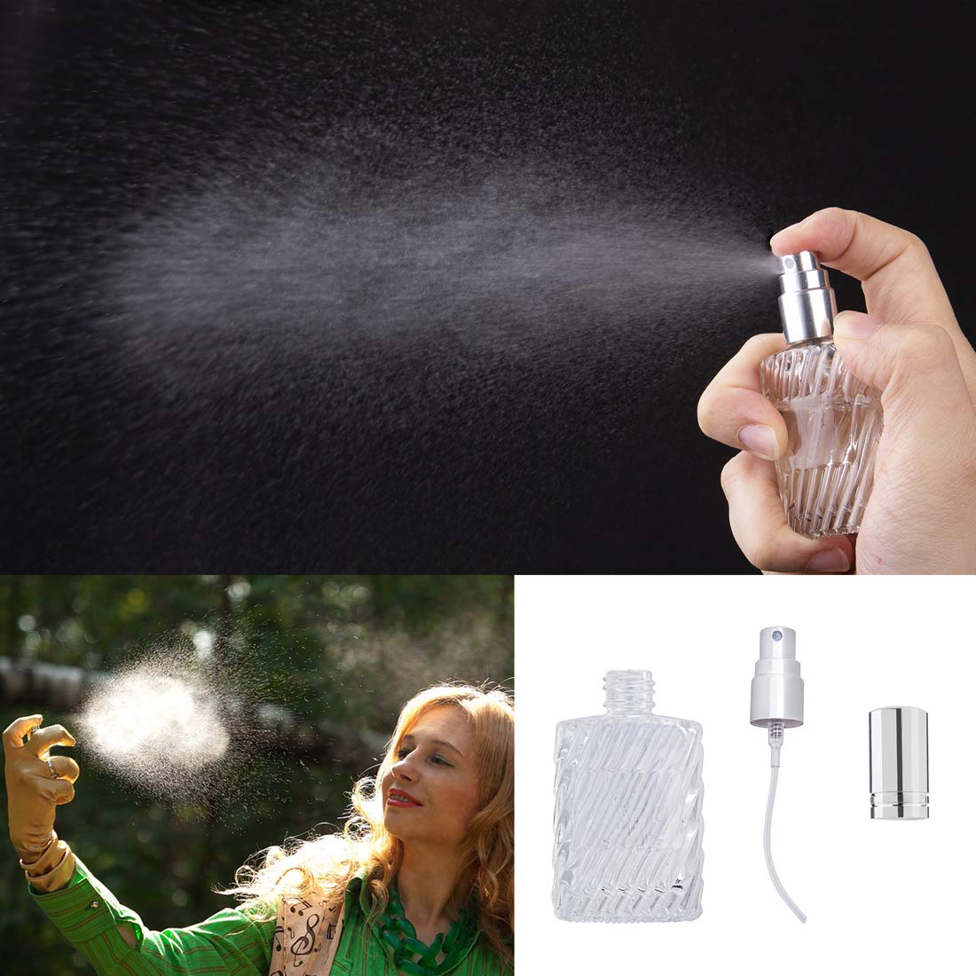 Yu Feng 12Pcs Glass Perfume Atomizer Spray Bottles Empty Refillable With Funnels Pipettes Dispensers For Essential Oil
