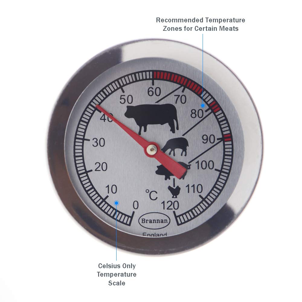 Meat Thermometer Probe Oven Proof - Leave In Oven To Measure Meat Temperatures With Recommended Cooking Temperatures For Meat An