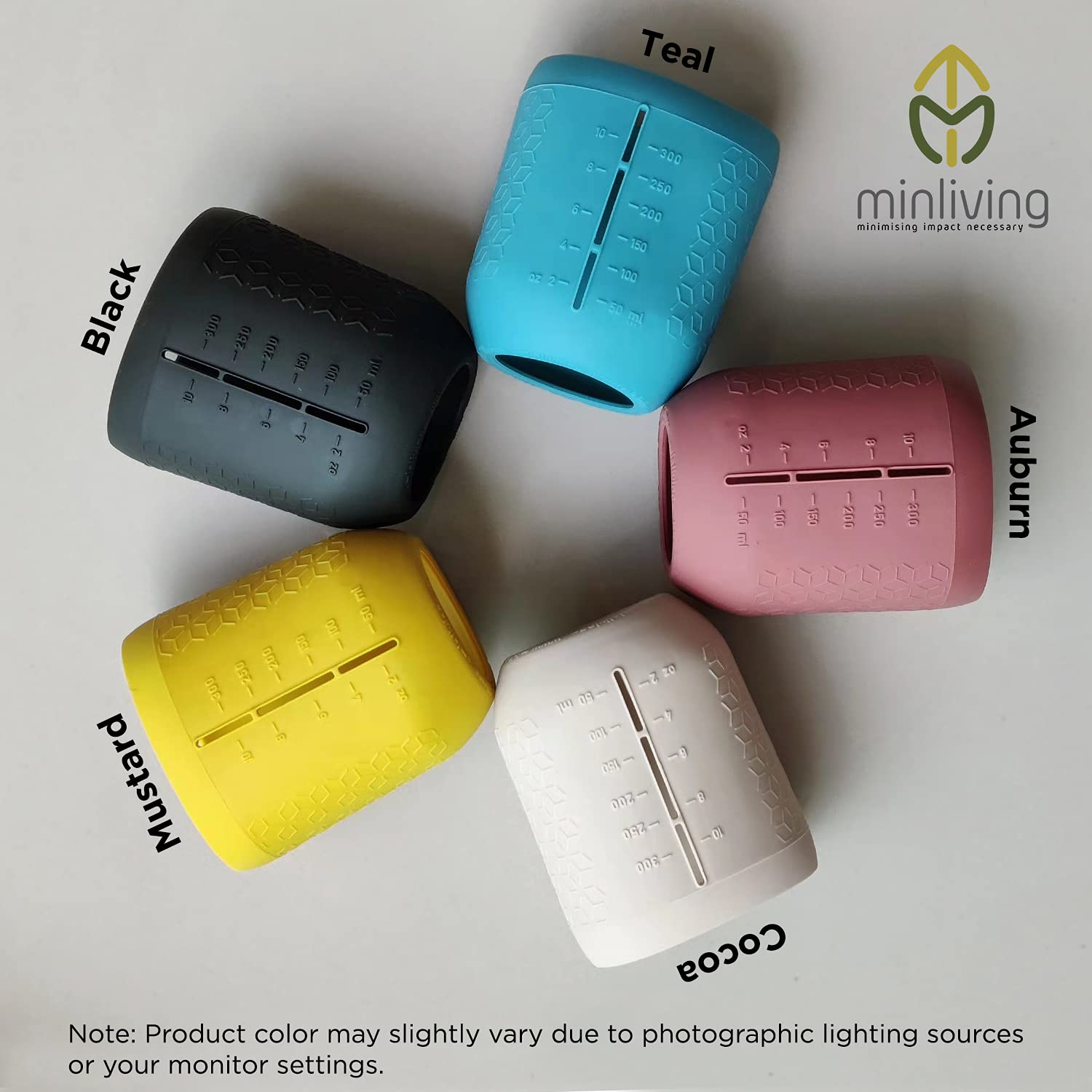Minliving Silicone Mason Jar Sleeves, Cup Holder 5 Pack Value Combo Anti-Slip Protection - Fits 16Oz Regular Mouth Jelly Canning