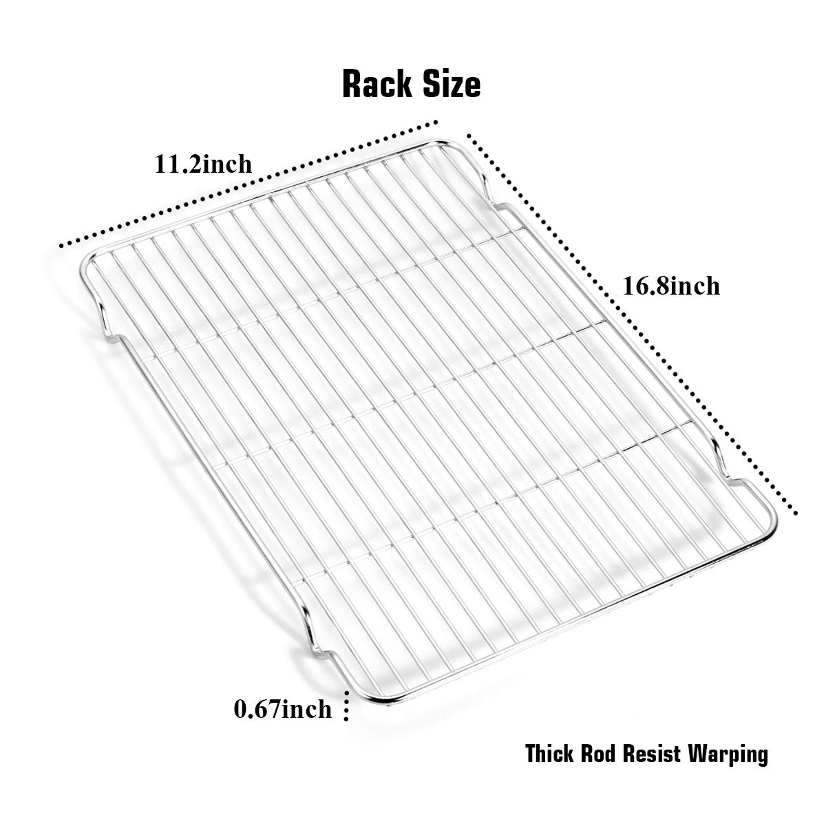 Wildone Baking Sheet & Rack Set [2 Sheets + 2 Racks], Stainless Steel Cookie Pan With Cooling Rack, Size 17.3 X 12.2 X 1 Inch, N