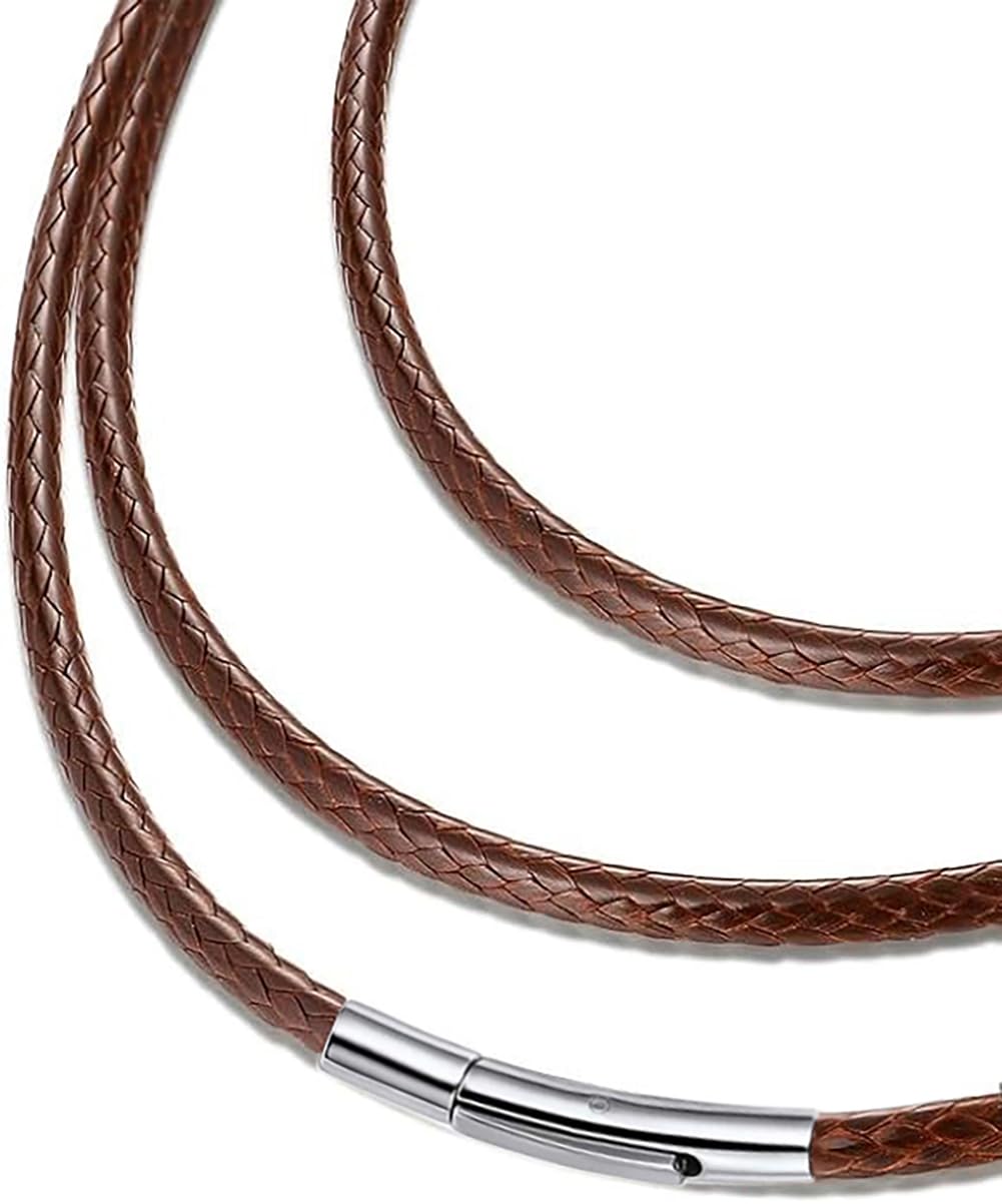 Ioyyio Flexible Braided Leather Necklace Cord With 316L Durable Clasp,2Mm3Mm Width,16A18 20 22 24 26 28 30 Blackbrown Waterproof