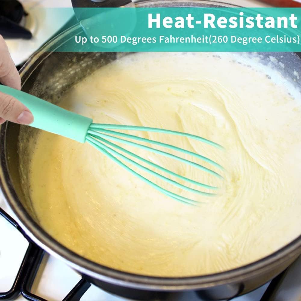 Ncam 5 Pcs Silicone Whisk For Cooking - Mini Whisk Stainless Steel Dough Whisk, Non Stick Hand Tiny Balloon Wire Whisk, Milk Egg