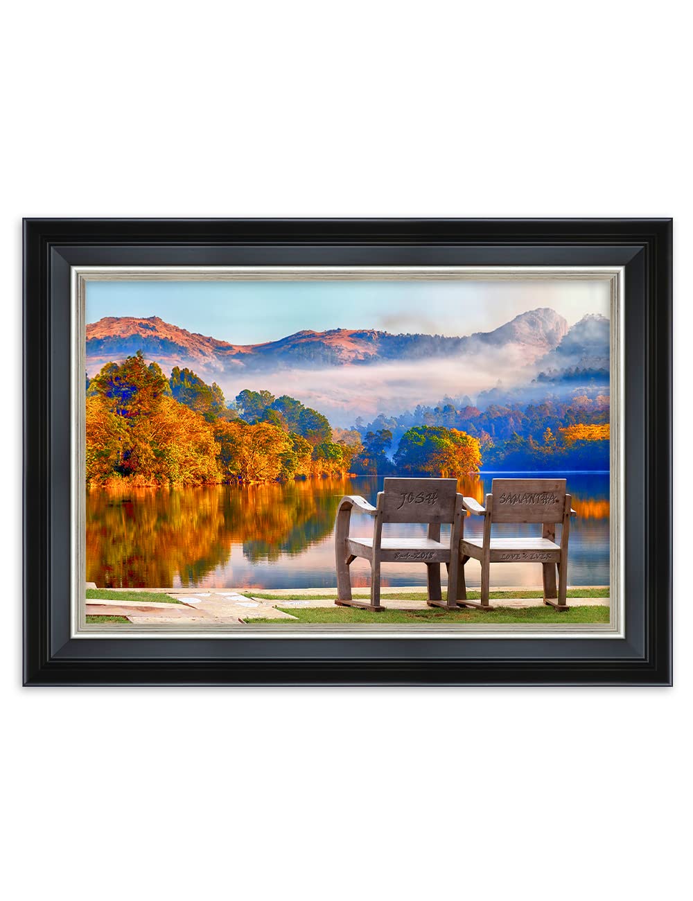 Ipic - Grow Old Together, Personalized Framed Wall Art With Names And Date On, Giclee Prints With Solid Wood Frame, Customized G