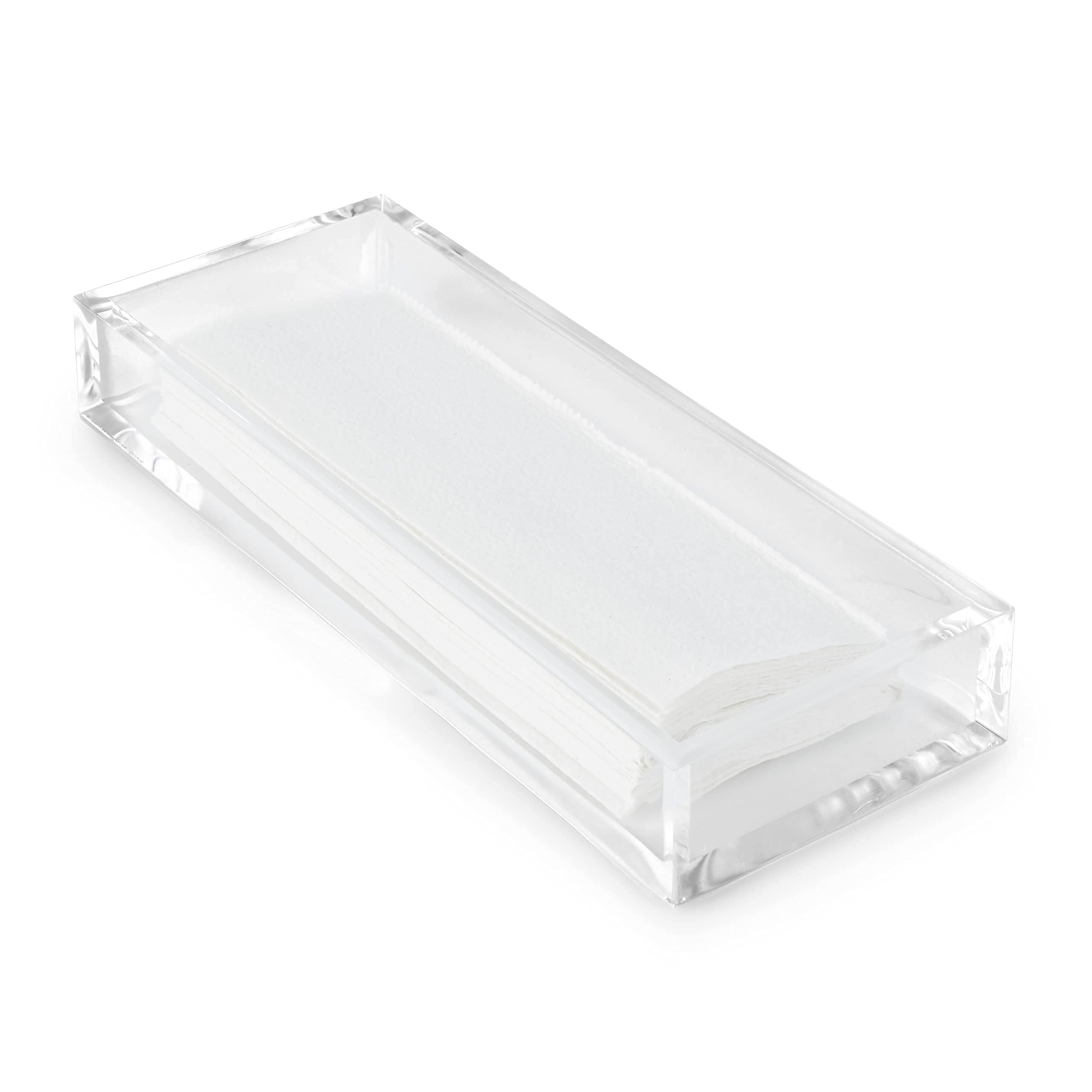 Huang Acrylic Clear Hand Towel Tray 11''X4'' (10.5''X3.5'' Internal) | For Bathrooms, Kitchens, Hosting, Picnics, Parties | Long
