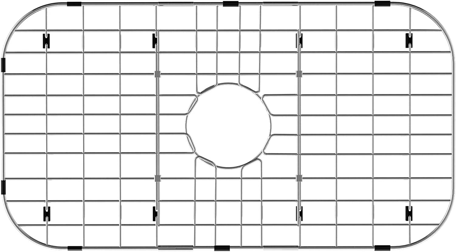 Sanno 26'' L X 14'' Sink Grid Protectors, Sink Protector Grid For Kitchen Sink Rack Bottom Grid Centered Drain Hole With Corner