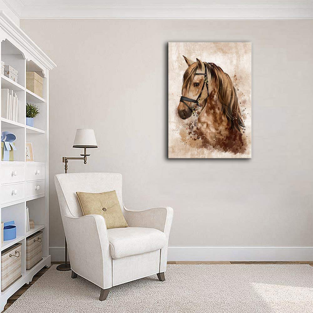 arteWOODS Horse Wall Art Abstract Brown Canvas Pictures Vintage Canvas Prints Modern Animal Canvas Artwork Rustic Retro Canvas Art Framed Ready to Hang 20'' x 28''