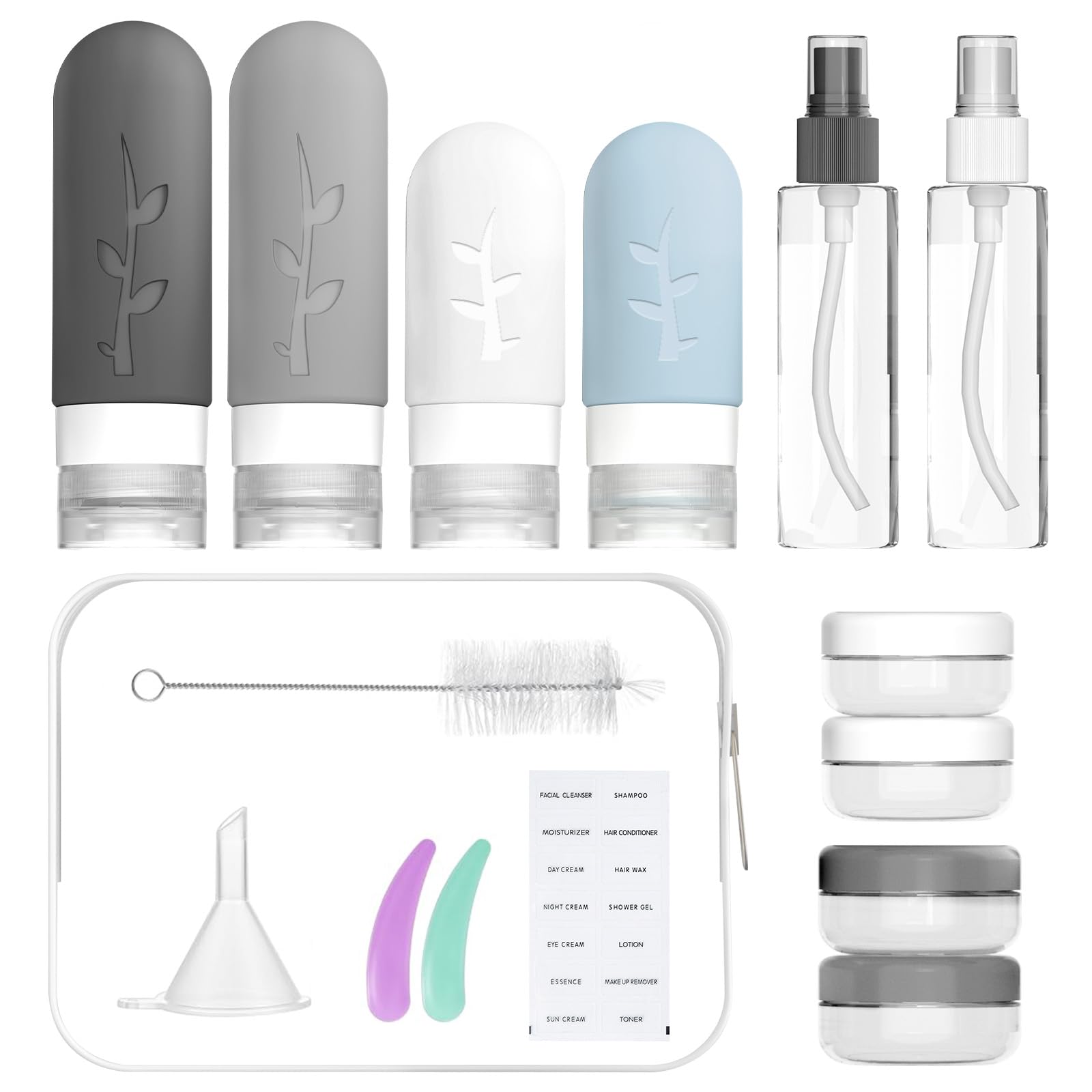 Vinofes 16 Pack Travel Size Toiletries Kits - Leak Proof Tsa Approved Travel Bottles For Toiletries Essential - Bpa Free Travel
