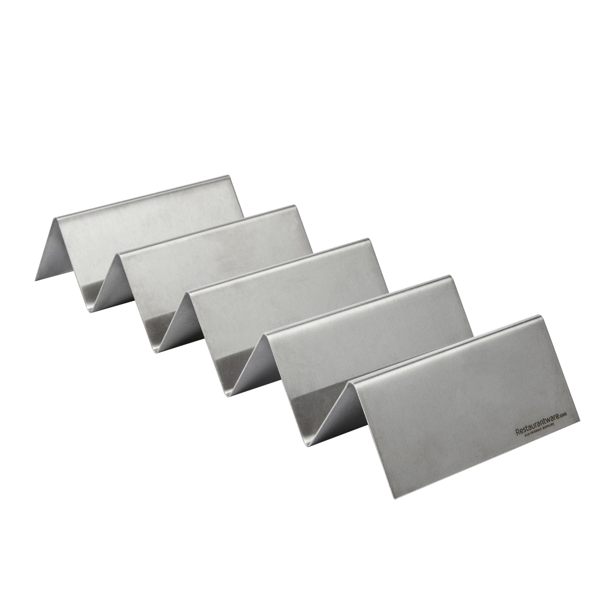 Restaurantware 10.7 Inch X 4 Inch Taco Stand 1 Holds 4 Tacos Taco Rank - Reversible Dishwasher Safe Stainless Steel Taco Holder