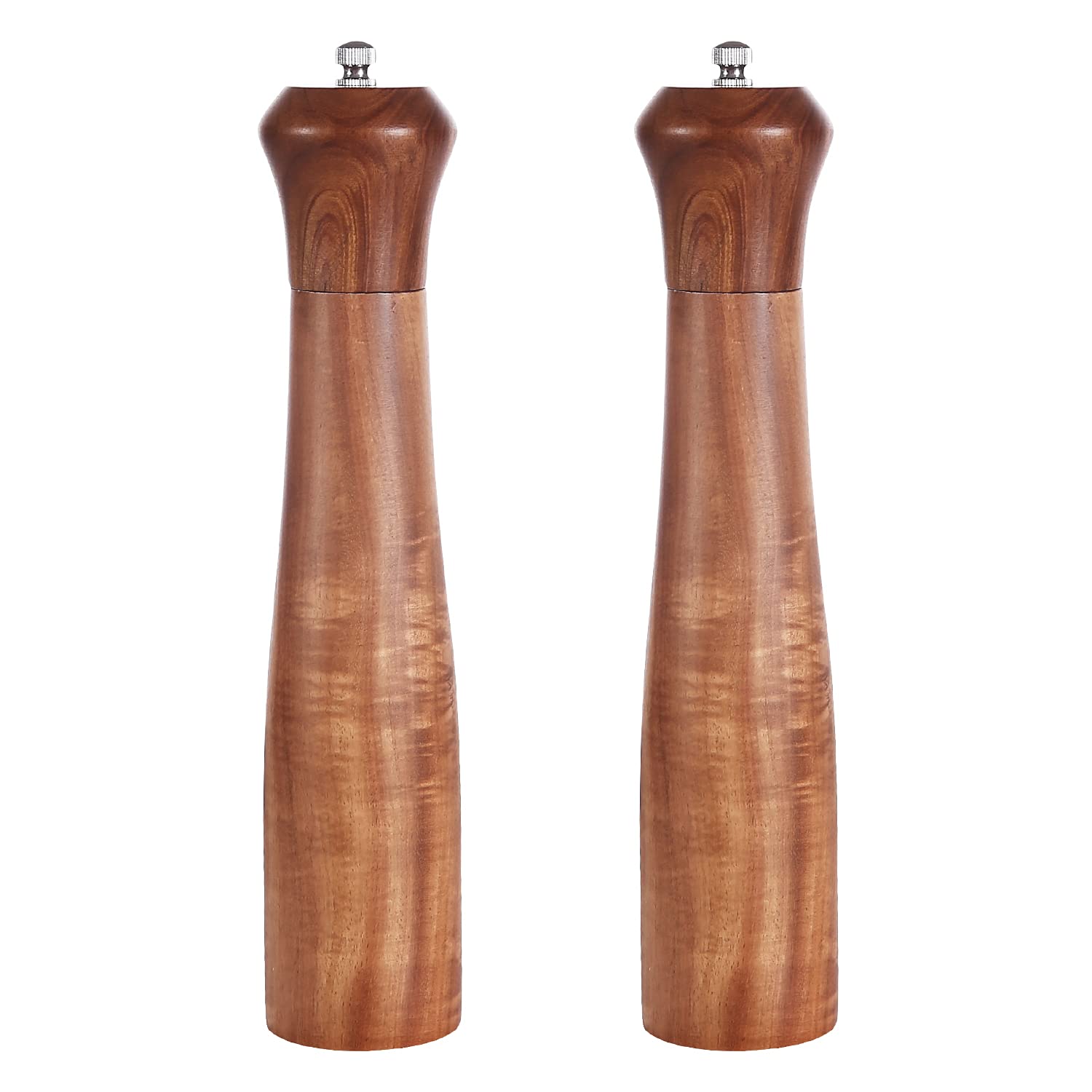 Kkc Home Accents Wooden Salt And Pepper Shakers,Wooden Salt And Pepper Grinder Mill Set Refillable,Acacia Wood, 10 Inch