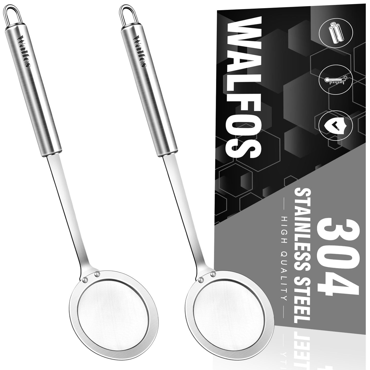 Walfos Skimmer Spoon,304 Stainless Steel Fine Mesh Strainer,Foam Strainer Oil Filter,Ultra Fine Mesh Strainer Perfect For Separa