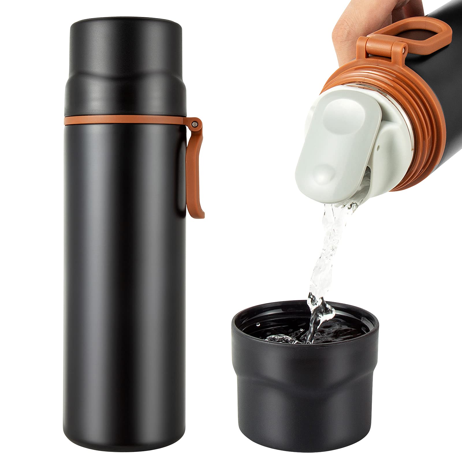 Insulated Water Bottle-Stainless Steel Vacuum Coffee Cup with Handle,Flask Double Walled Sport Travel Mug with Leakproof Lid,Kee