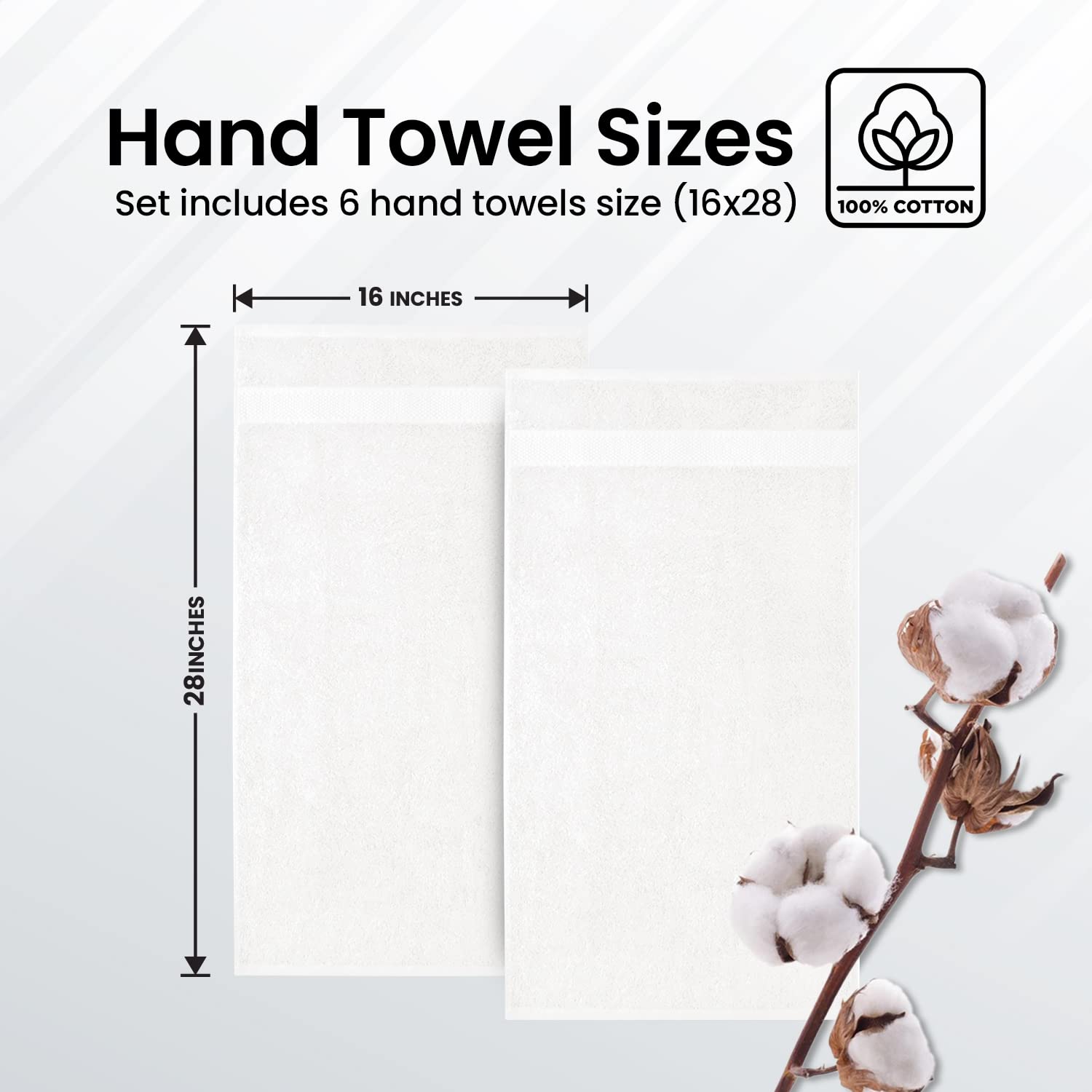 Infinitee Xclusives Premium Grey Hand Towels - Pack Of 6, 16X28 Inches Bathroom Hand Towel Set, Hotel & Spa Quality Hand Towels