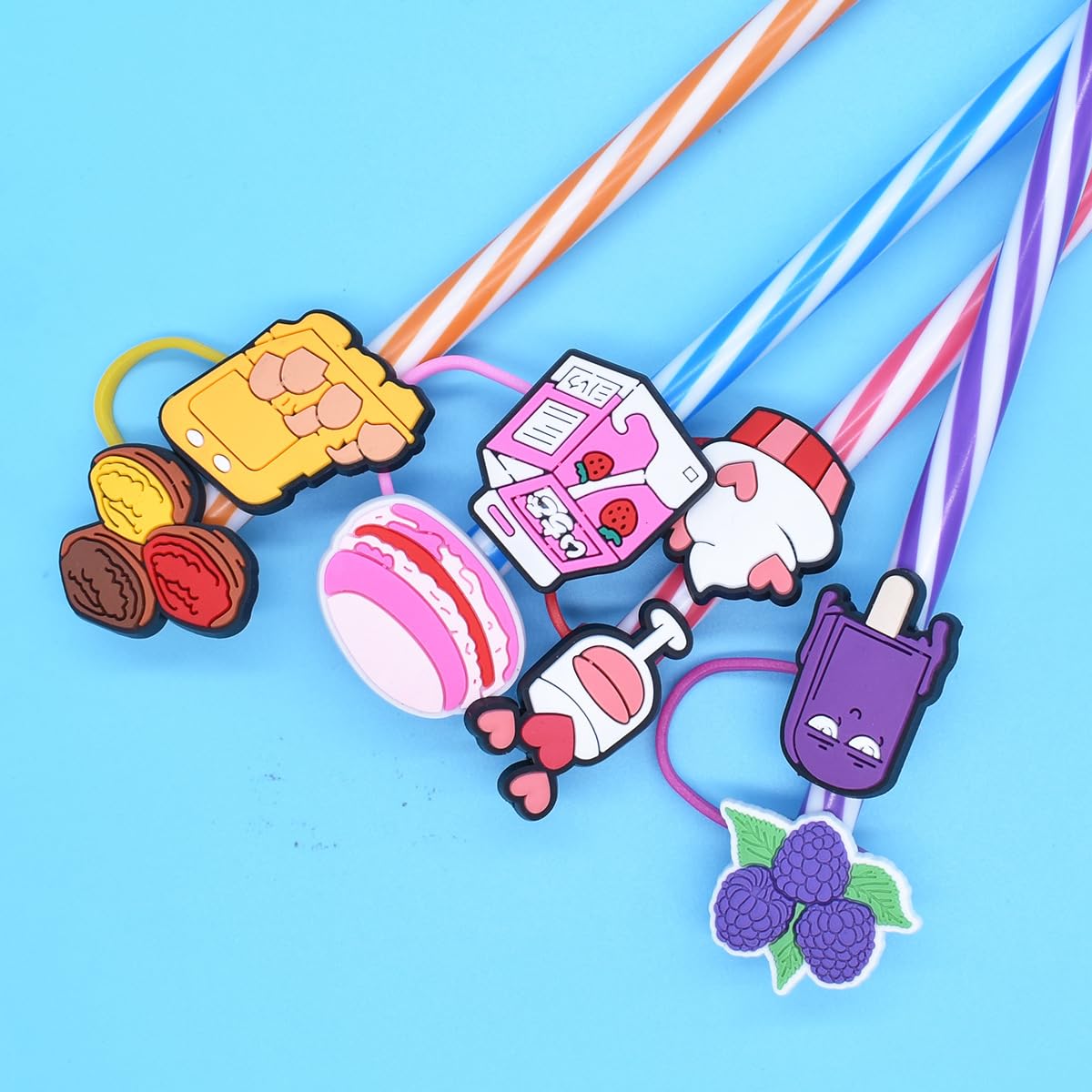 8Pcs Donut Straw Cover Cap For Tumblers Ice Cream Fruit Straw Topper For Tumblers Dust-Proof Drinking Straw Reusable Straw Tip C