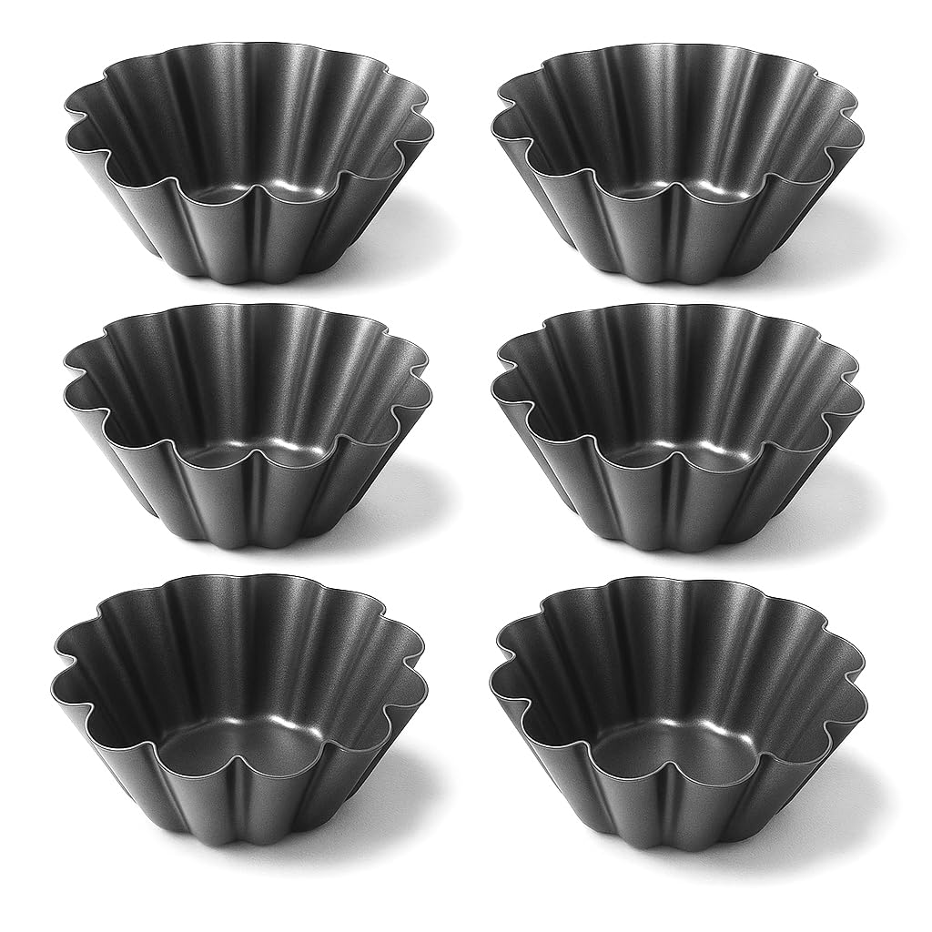 Space Home Pudding Moulds Set of 6, Carbon Steel 3.93 Inch Yorkshire Pudding Tins, Mini Tart Tins, Egg Tart Mold & Mini Quiche T