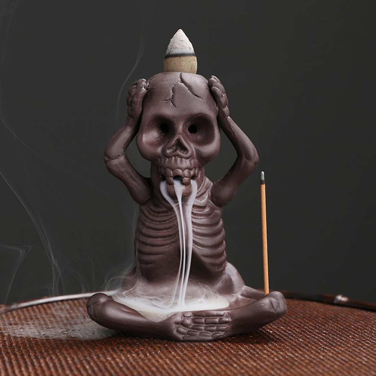 Comeon Skull Decor Incense Stick Holder Reverse Flow Censer Incense Waterfall Burner + Backflow Incense Cones, Incense Sticks, T
