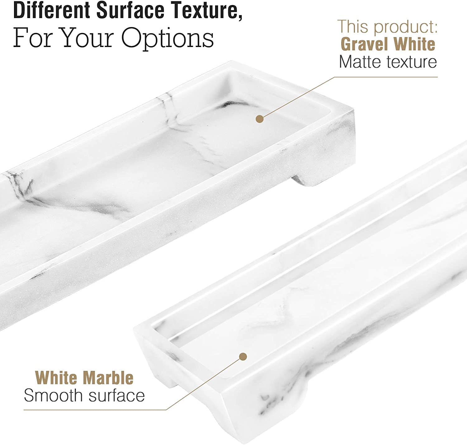 Luxspire Resin Marble Bathroom Tray, Toilet Tank Storage Tray, 11 X 4 Inch Kitchen Sink Trays, Vanity Countertop Organizer For S