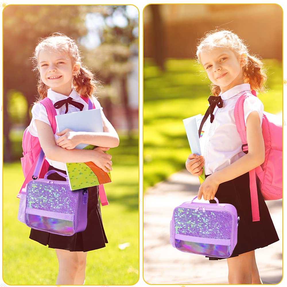 Kids Lunch Box Insulated Kids Lunch Bag,Lunch Box For Girls With Strap And Bottle Holder,Lunch Box For Kids, Toddler Lunch Box W
