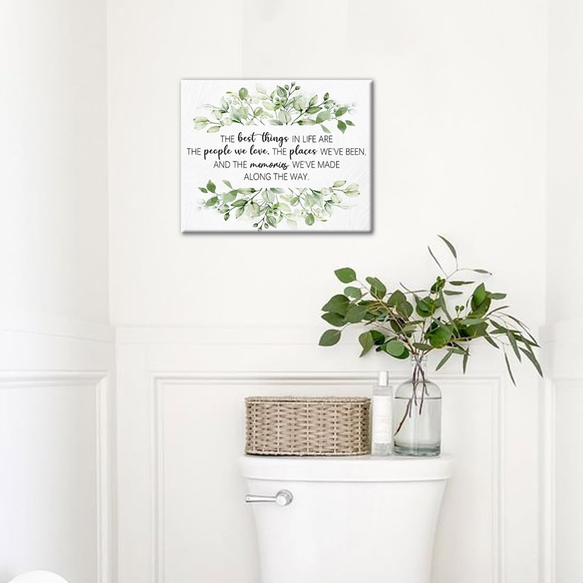 Biwsha Bathroom Decor, Inspirational Wall Decor, Sage Green Bathroom Accessories, The Best Things In Life Canvas Wall Art Prints