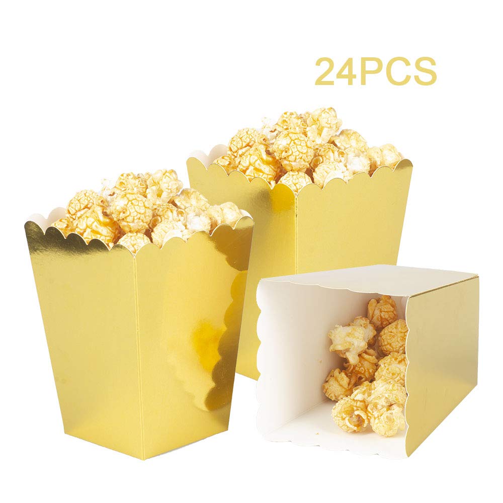 Gold Popcorn Boxes Mini Paper Popcorn Box Cardboard Popcorn Container for Party  Pack of 24