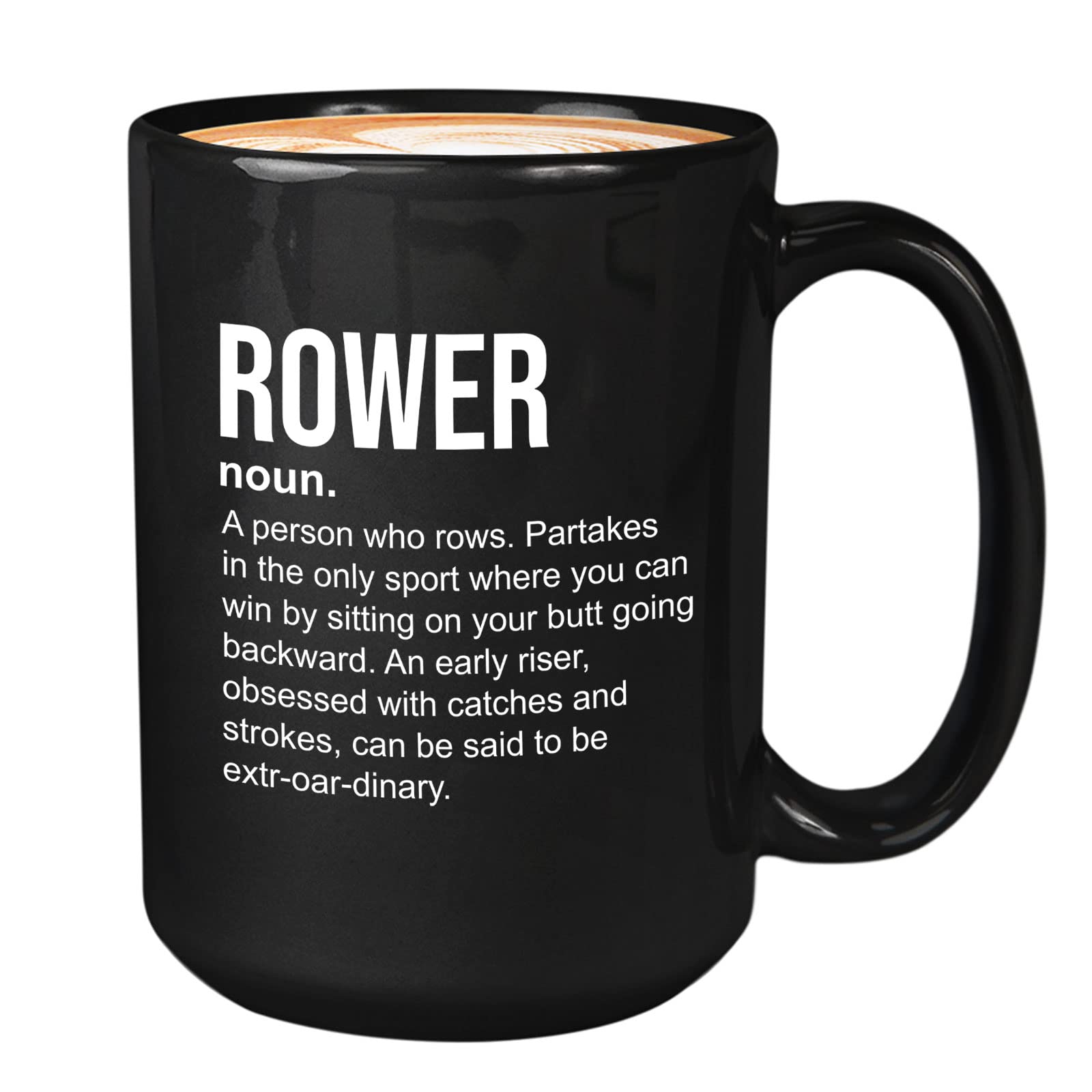 Bubble Hugs Rowing Coffee Mug 15oz Black - Rower Definition - Rower Definitions Sport Lovers Game Athlete Lake Lover Boats Racin