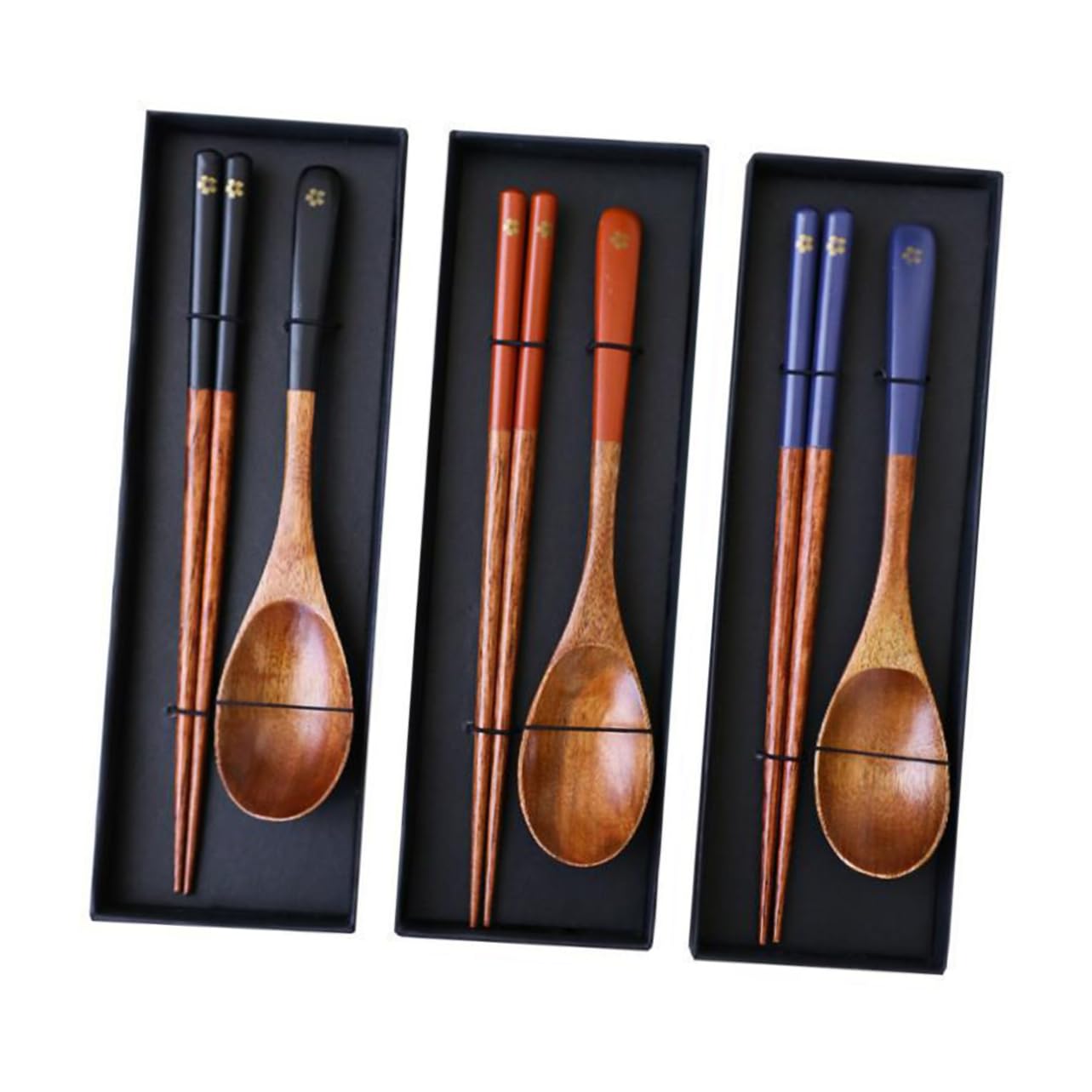 Feltechelectr 3 Sets Japanese Style Wooden Spoon Chopsticks Wood Utensils Cutlery Set Salad Woden Spoon Chopsticks Sets Travel C
