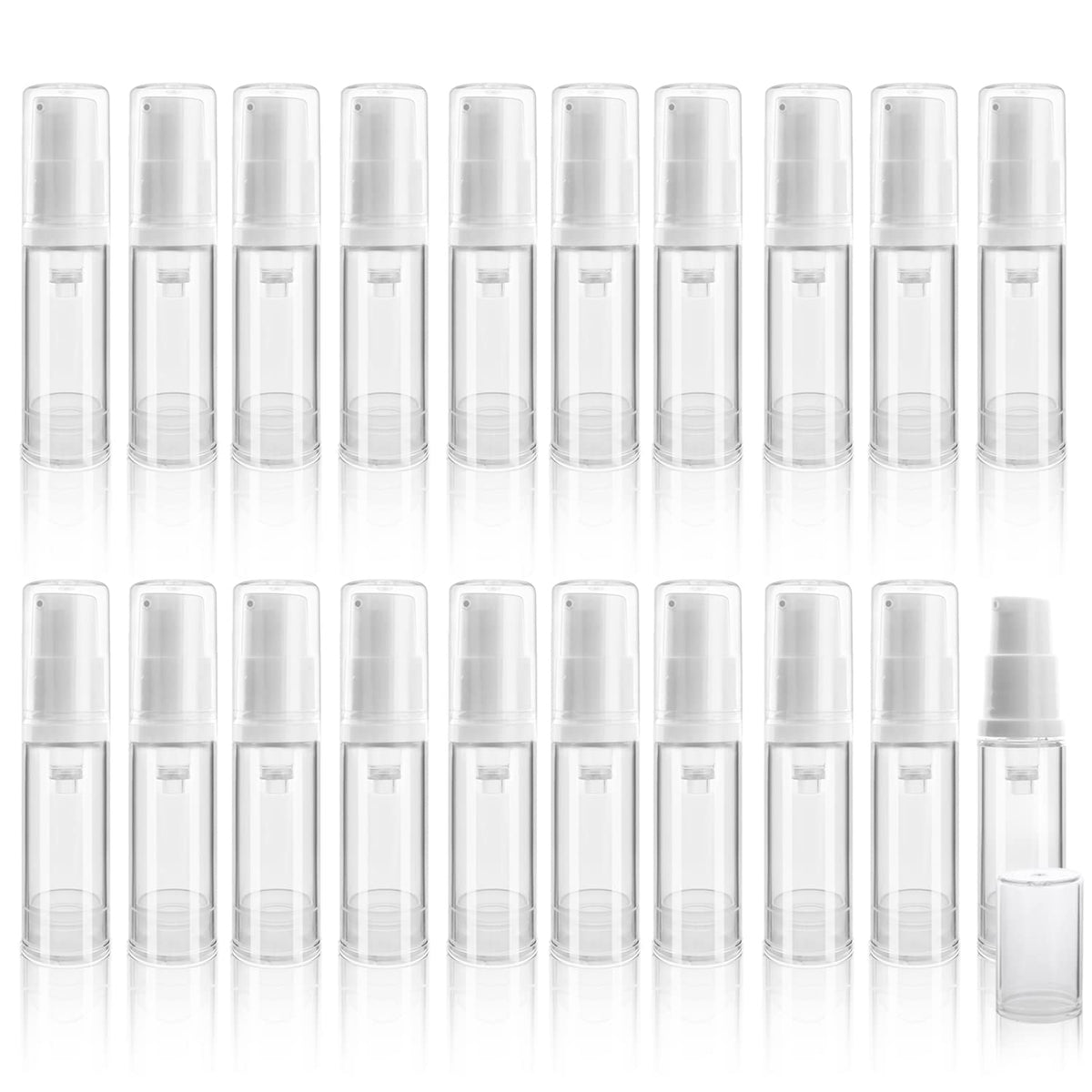 20Pcs 5Ml/0.17Oz Airless Pump Bottle Refillable Plastic Airless Vacuum Dispenser Portable Clear Cosmetic Sample Vial Container J