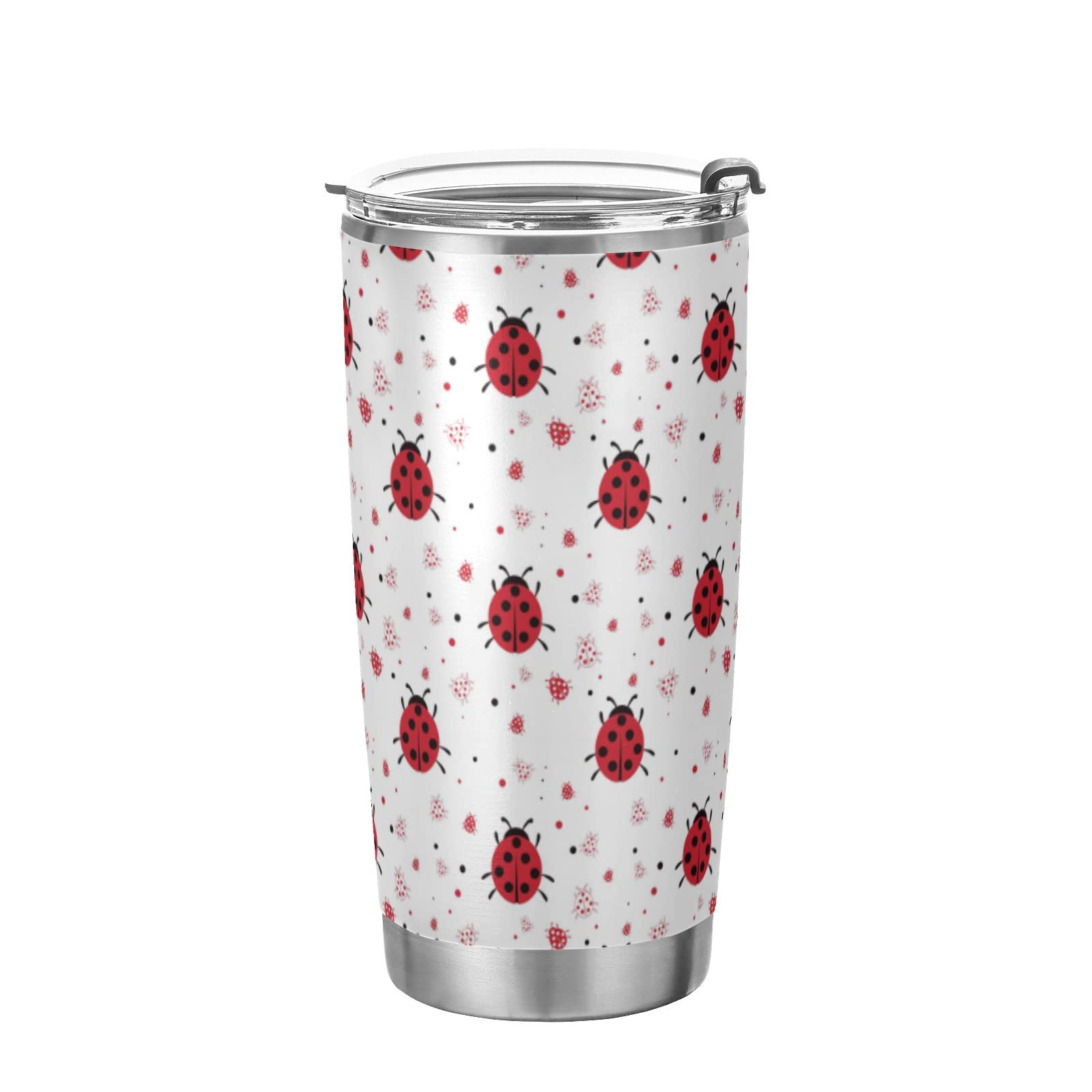 Alaza Ladybugs Tumbler With Lids And Straws,Reusable Stainless Steel Vacuum Insulated Tumbler Cup,Iced Coffee Travel Mug Water B