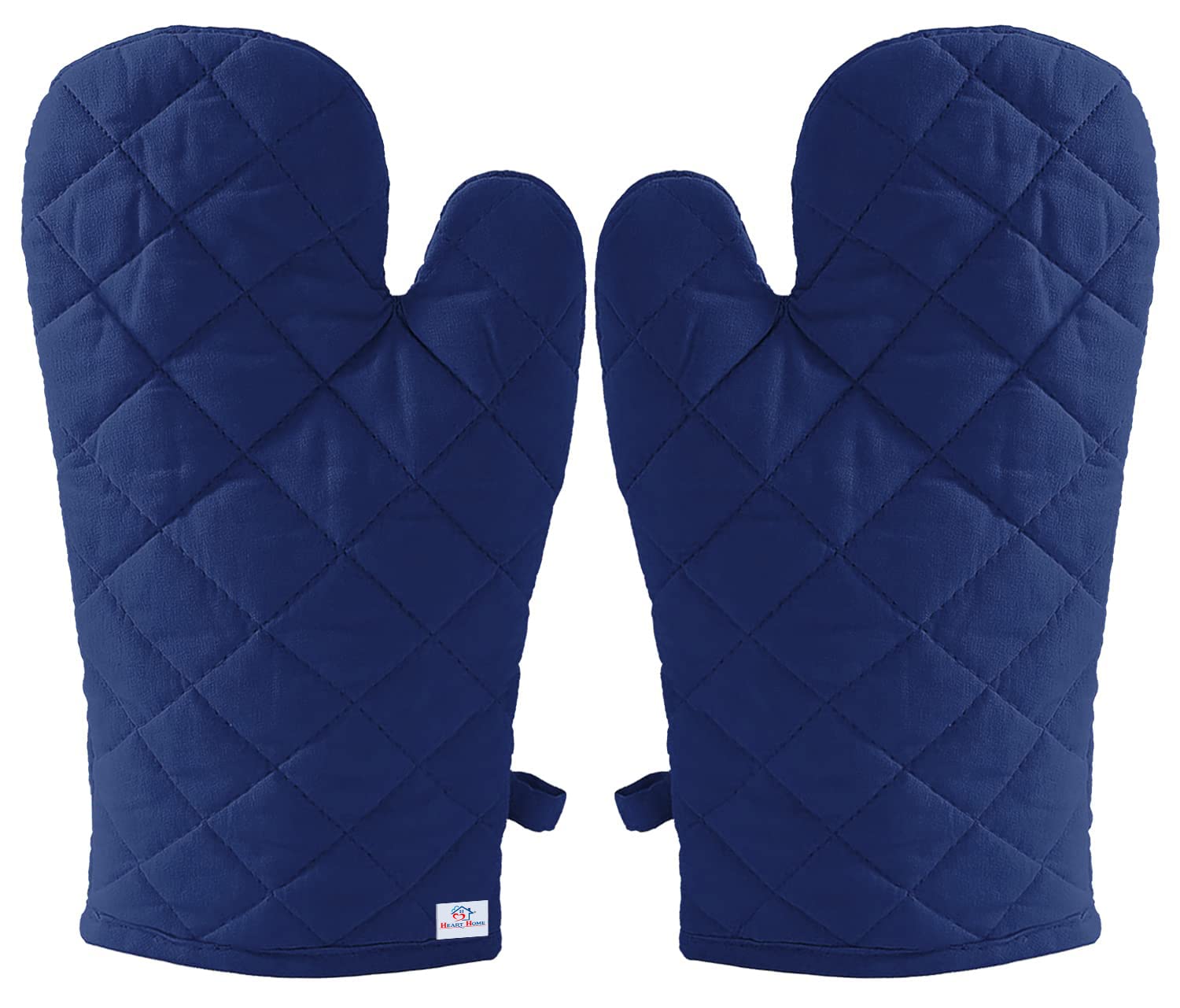Heart Home Heat Resistant Cotton Kitchen Oven Mitt Microwave Gloves, Set Of 2 (Blue)-Hs43Hearth26080